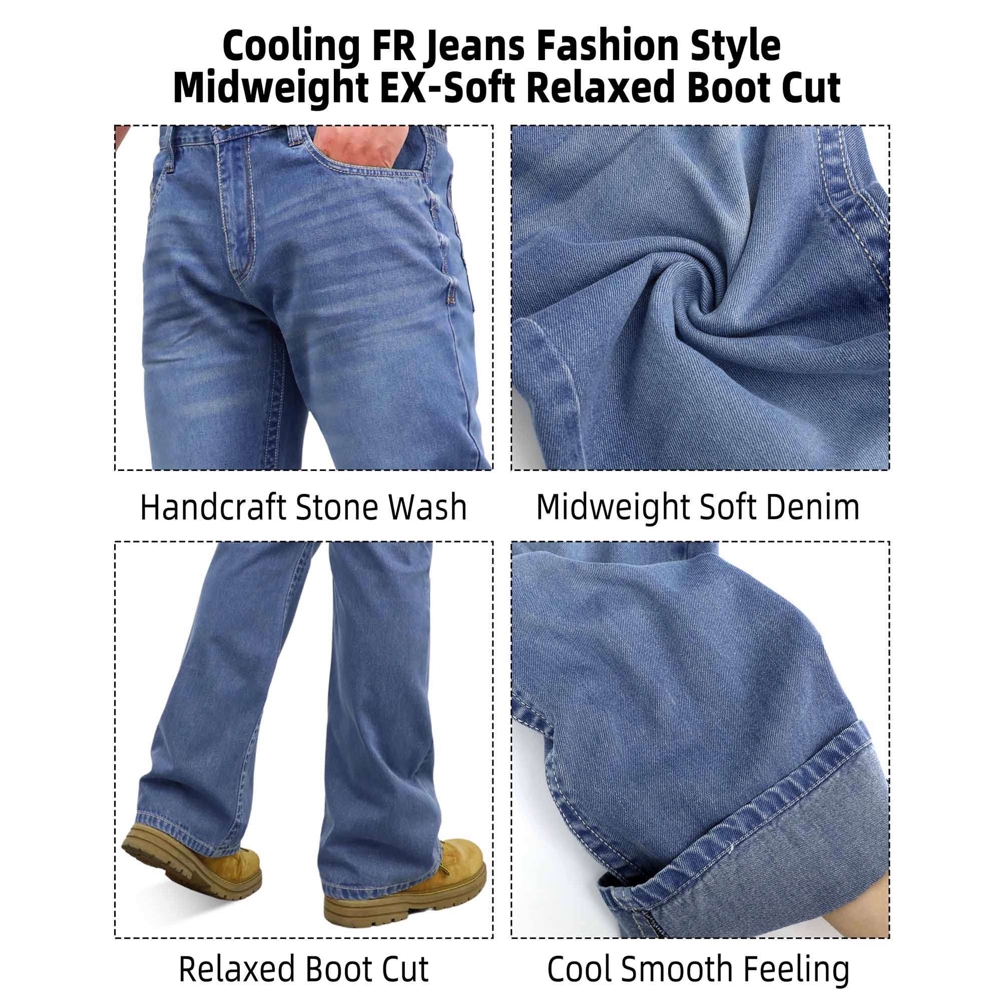 10oz Midweight EX-Soft Relaxed Boot Vintage Washed FR Work Pants-8306