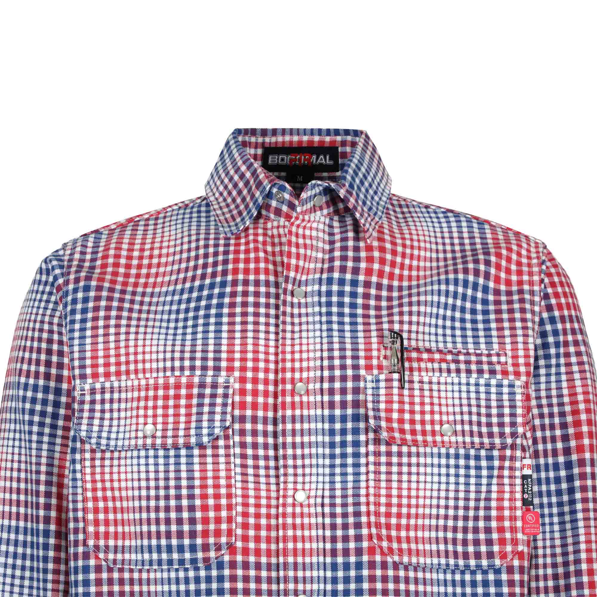 7.5OZ Printed Plaid Shirts With Metal Button(Final Sale)-3710
