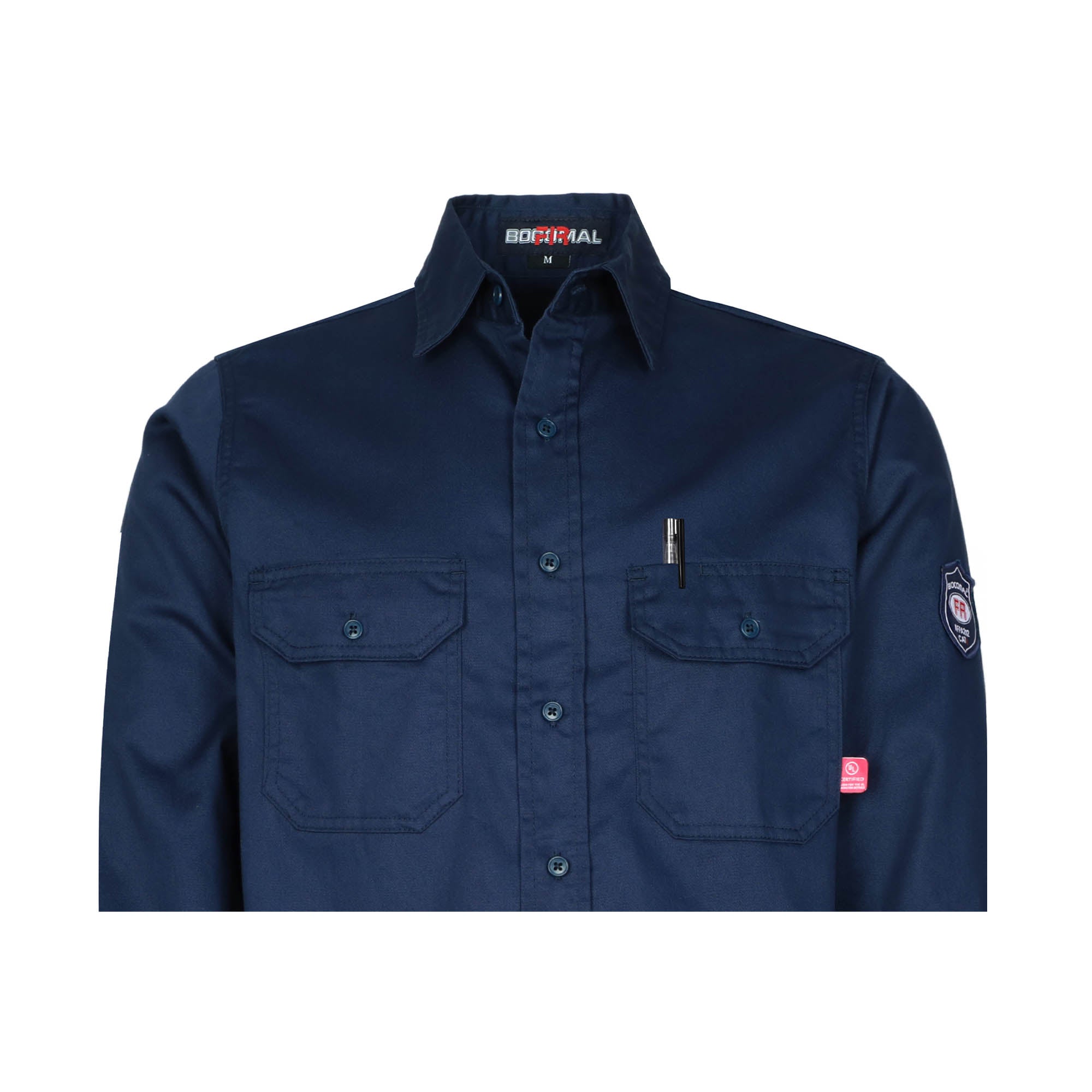 BOCOMAL Men's FR 6.5OZ Long Sleeve Twill Button Down Shirts,CAT 2