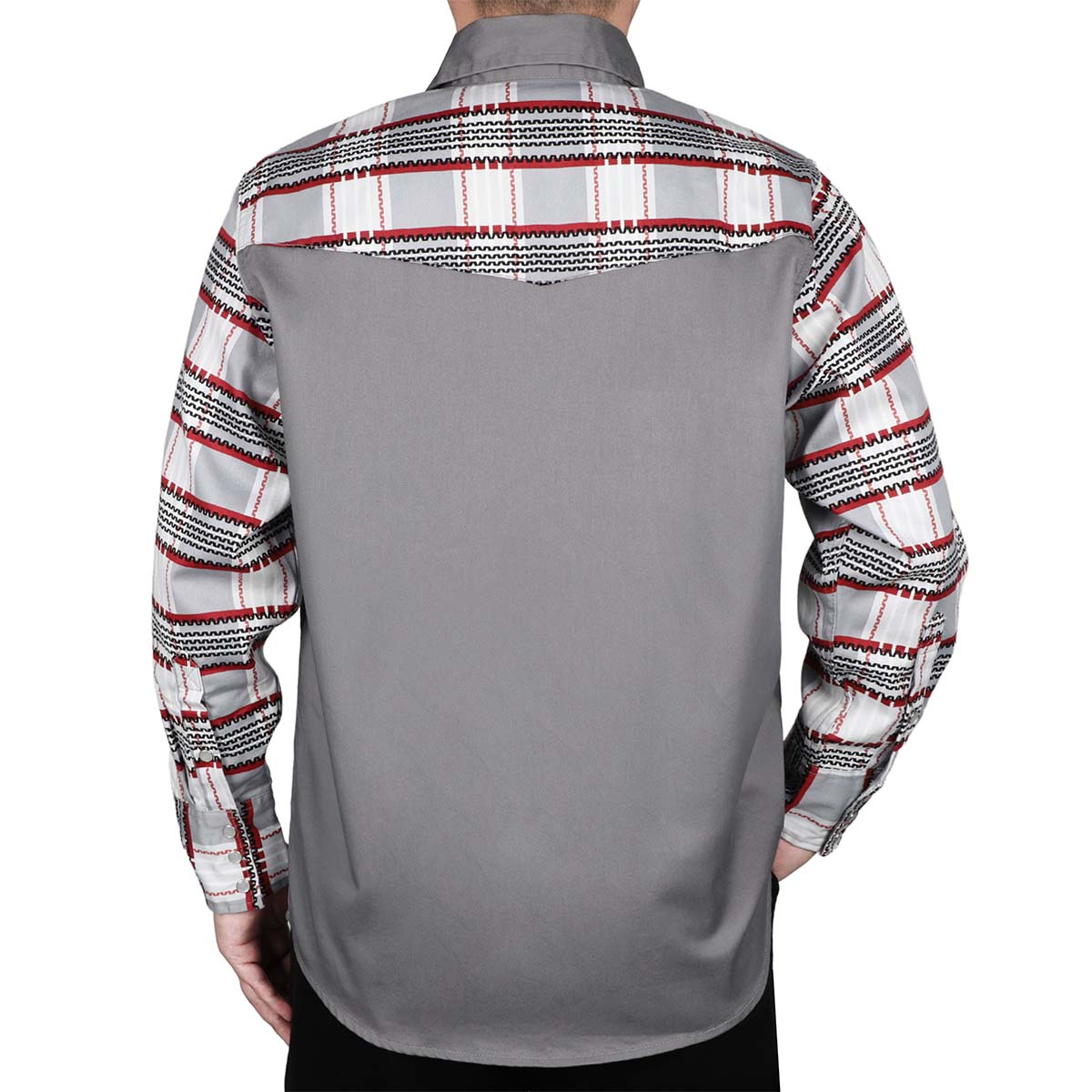 6.5OZ Pearl Snaps Two Tone Plaid/Solid Flame Resistant Cotton Welding Shirt-0907P