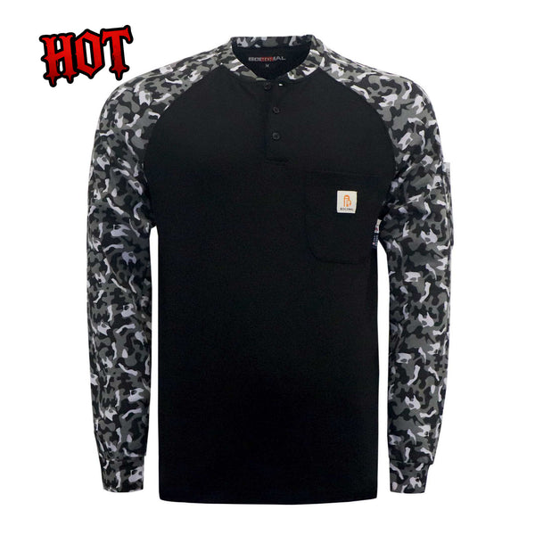 7OZ Button Pullover T-Shirt/Camouflage