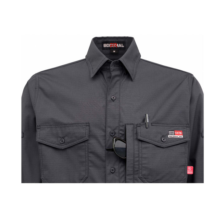 Fr Shirts BOCOMAL FR Shirt 6oz Ripstop, Flame-Resistant Work