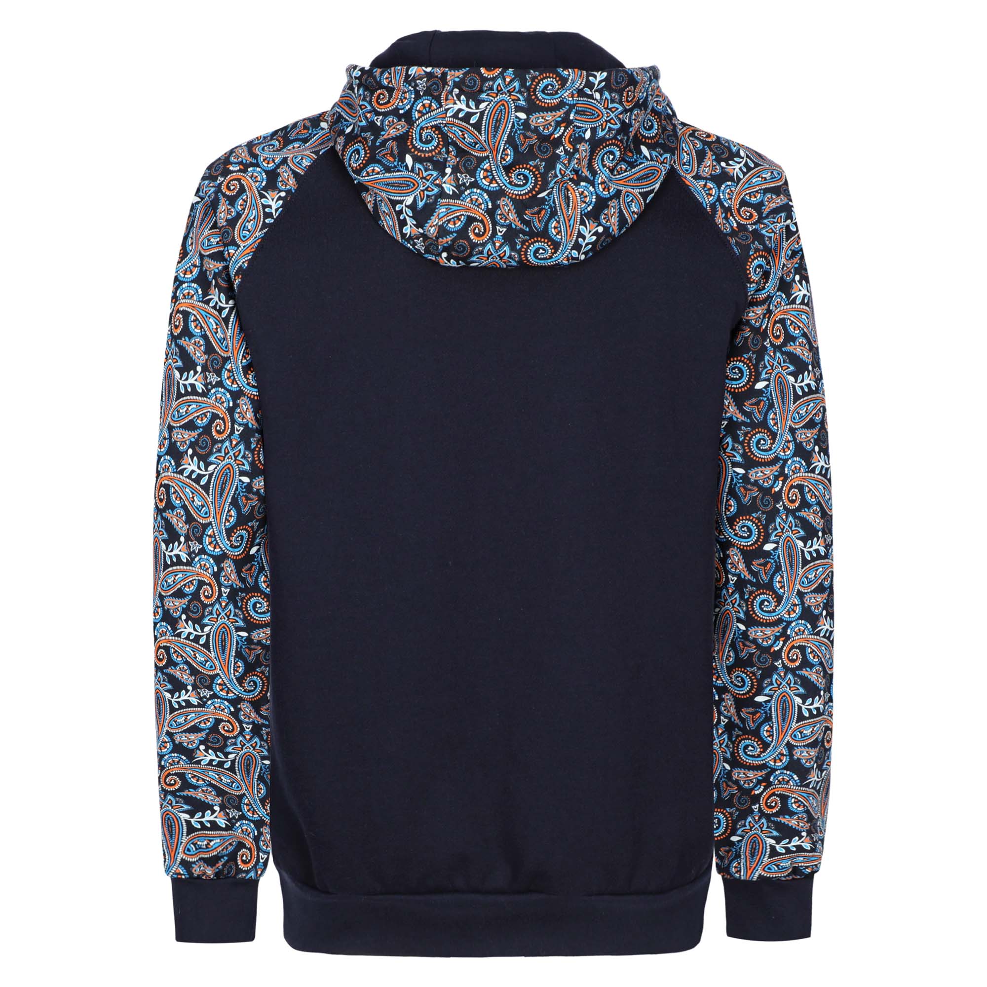 10.5oz Cotton Fleece Paisley Printed Zipper Front Flame Resistant Hooded Sweatshirts -9909P
