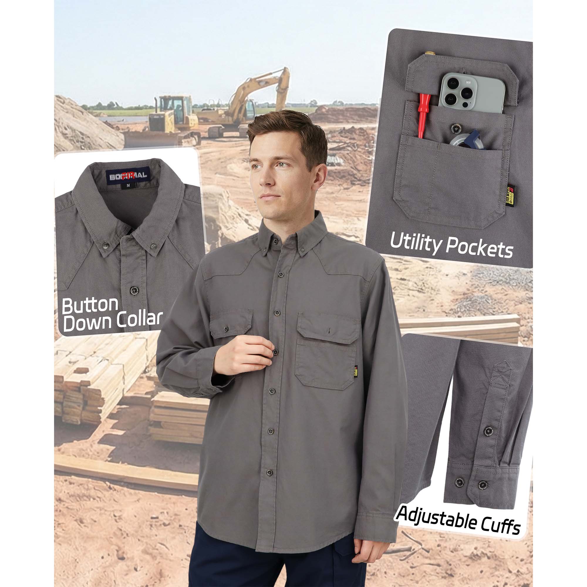 6.5OZ Dura-Light Soft Heather Duck FR Work Shirt -B639