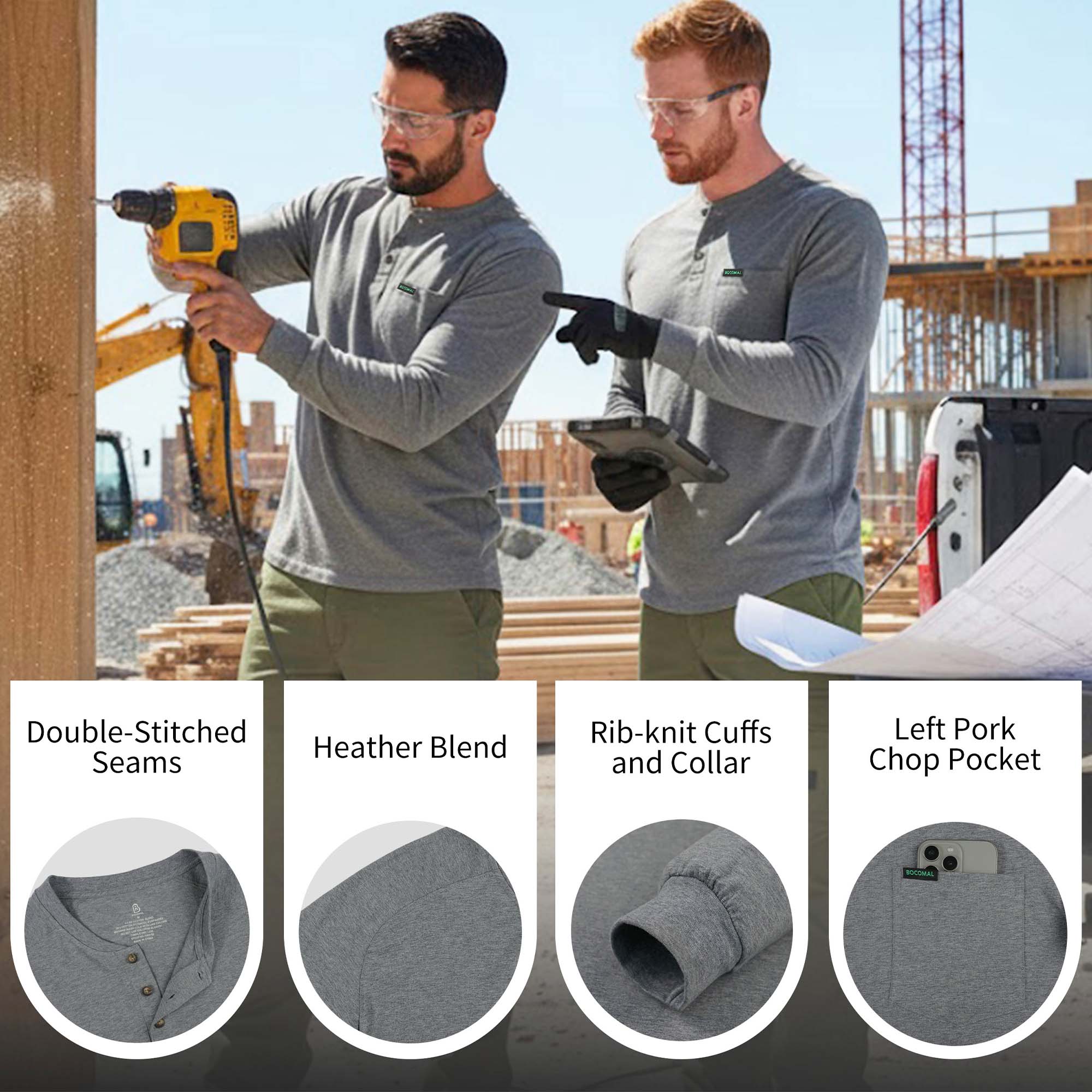 5OZ Men's Henley Soft Cotton Tencel Blended T-Shirt (NON-FR)-TS011B