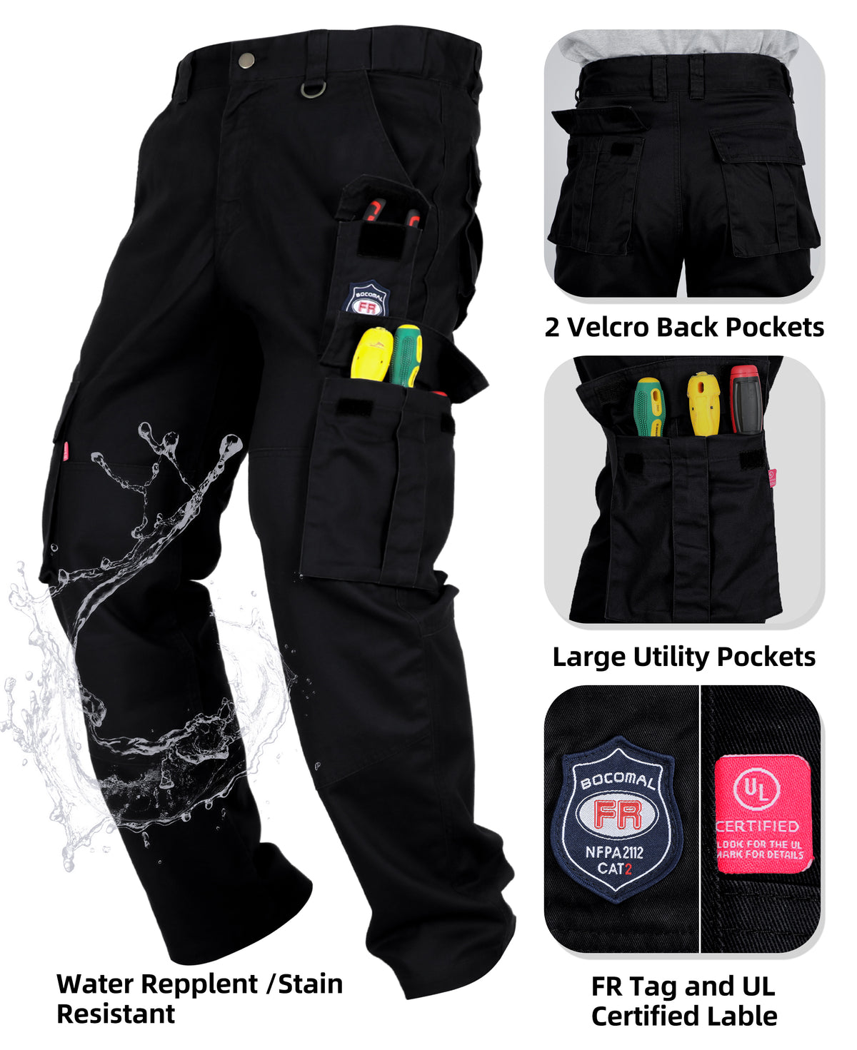 7.5OZ Cargo Pants With Water & Oil Repellent Finish-1801-2