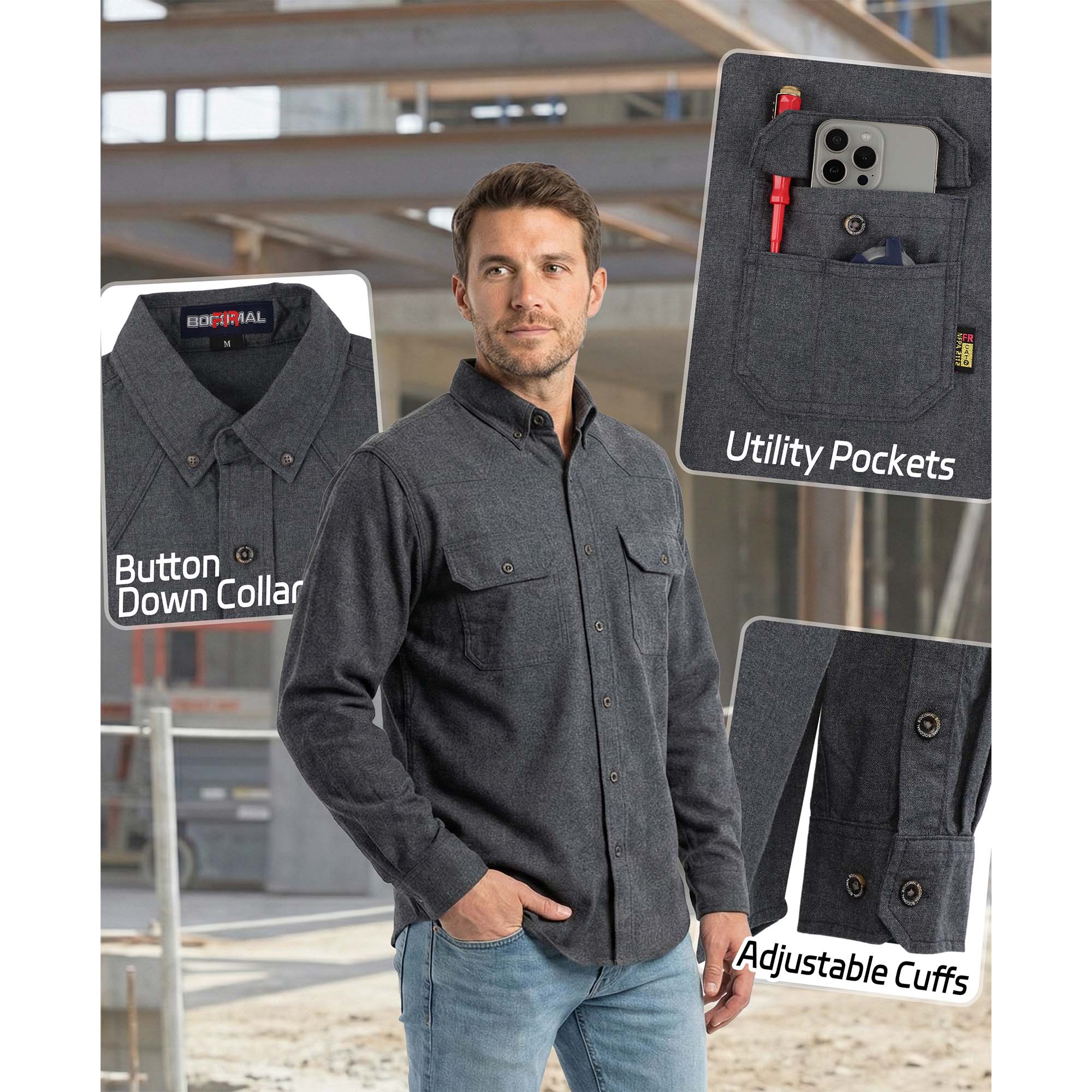 6.5OZ Dura-Light Soft Heather Duck FR Work Shirt -B639