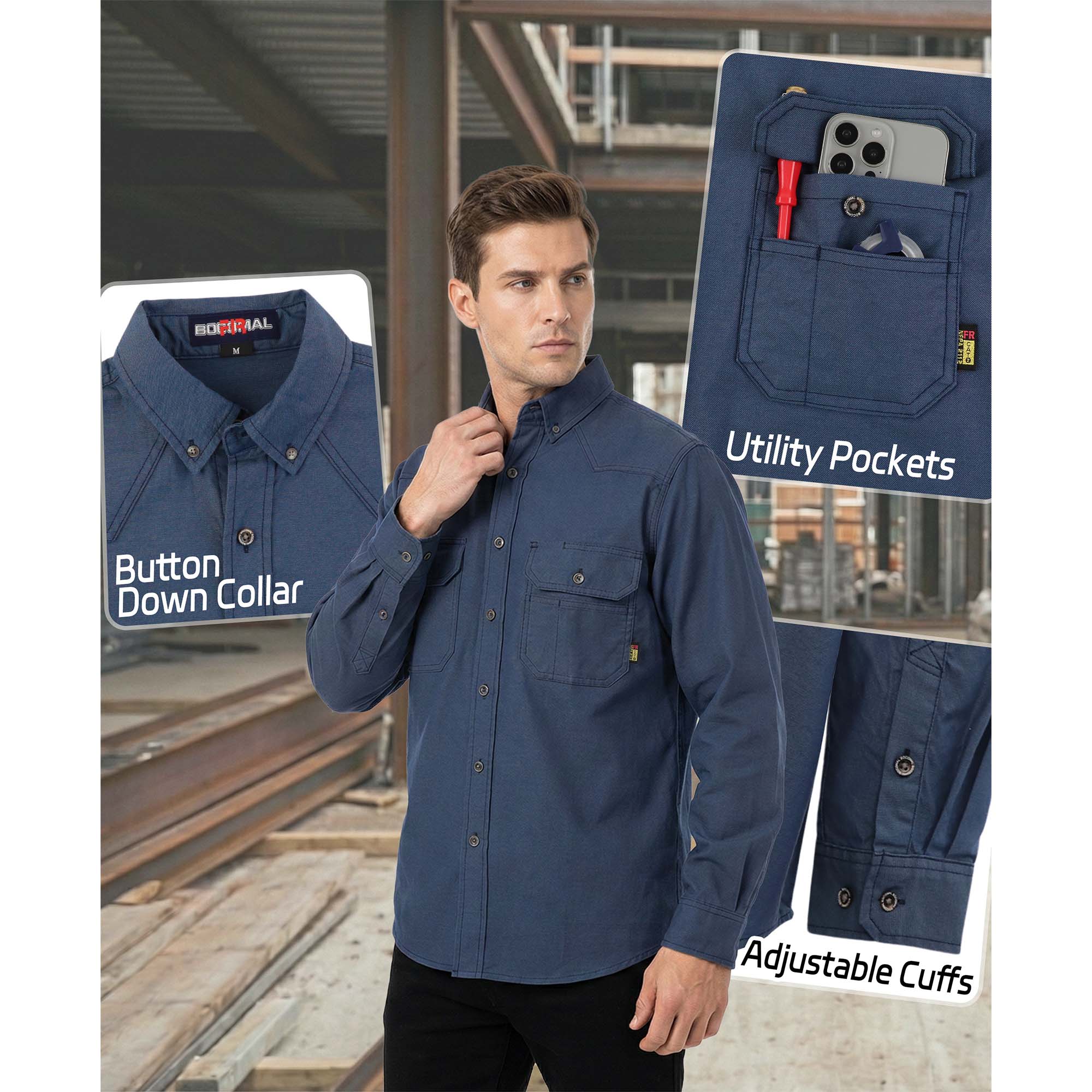 6.5OZ Dura-Light Soft Heather Duck FR Work Shirt -B639