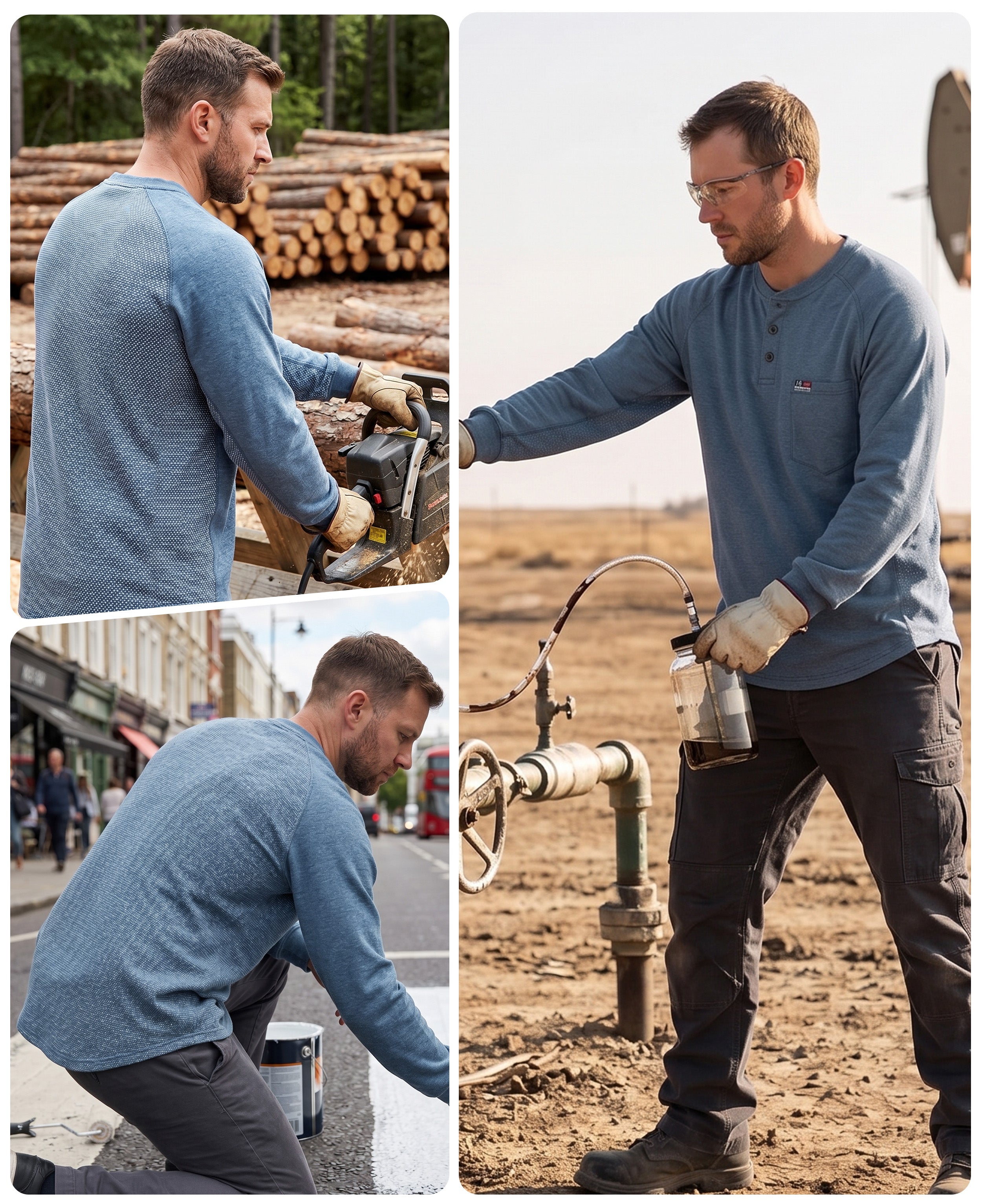 6OZ Henley Bird's-Eye Breathable Vented Mesh FR Tee-B535