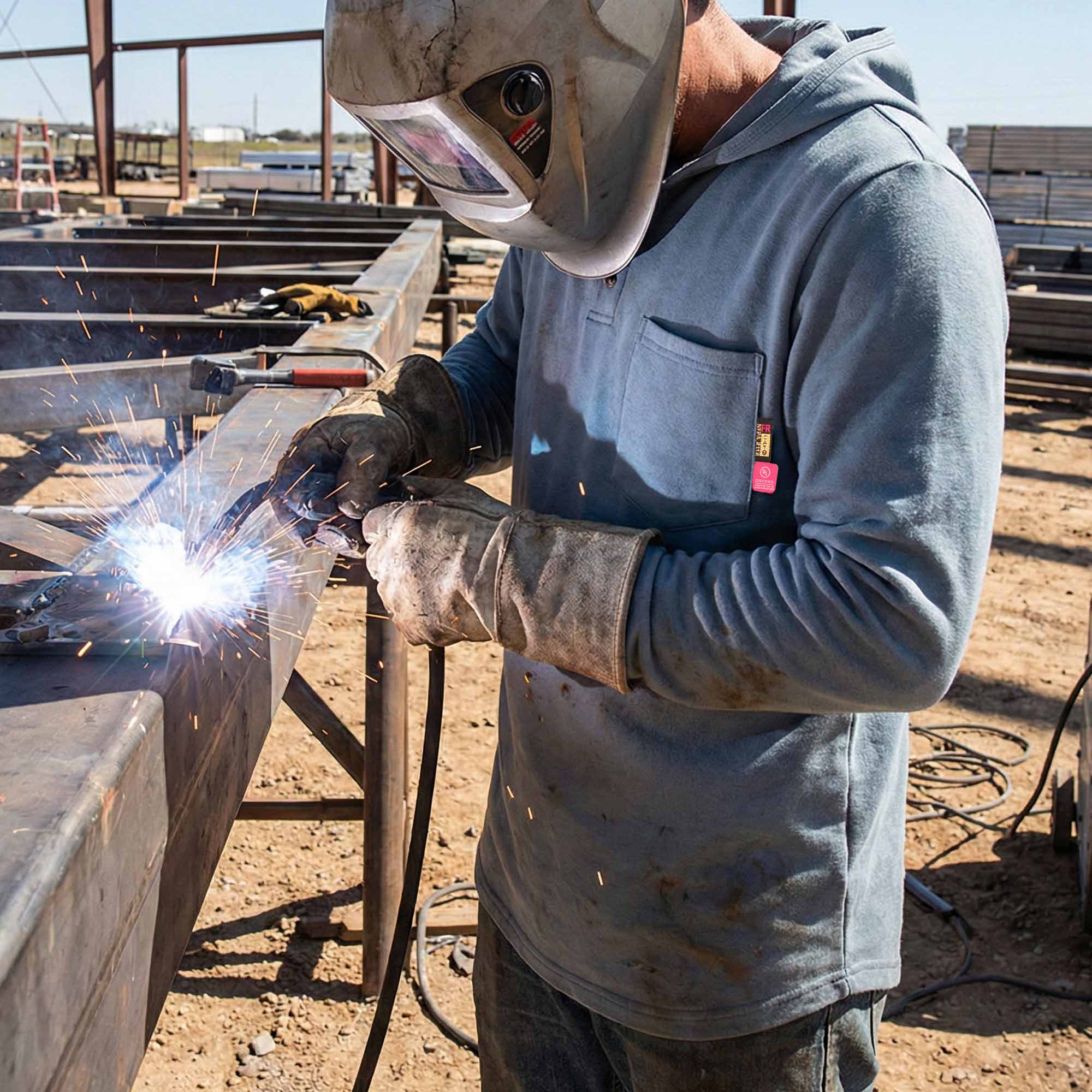 7OZ Cotton Flame-Resistant Hooded Henley T-Shirt - B103