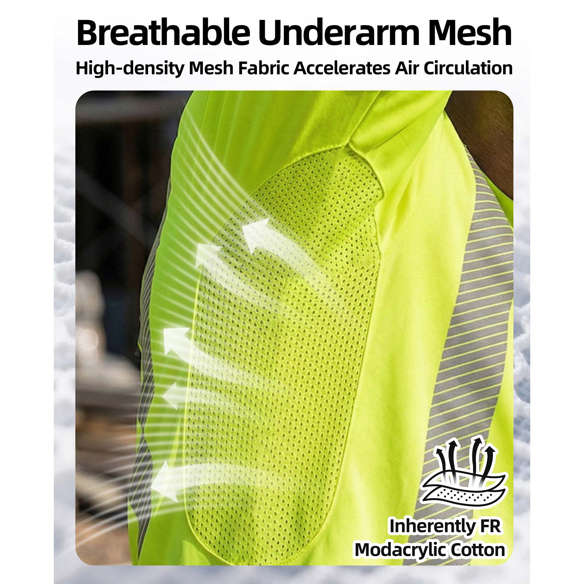 6.5OZ FR Hi Vis Reflective Vented Mesh Modacrylic Cotton Inherent T-Shirt-6036