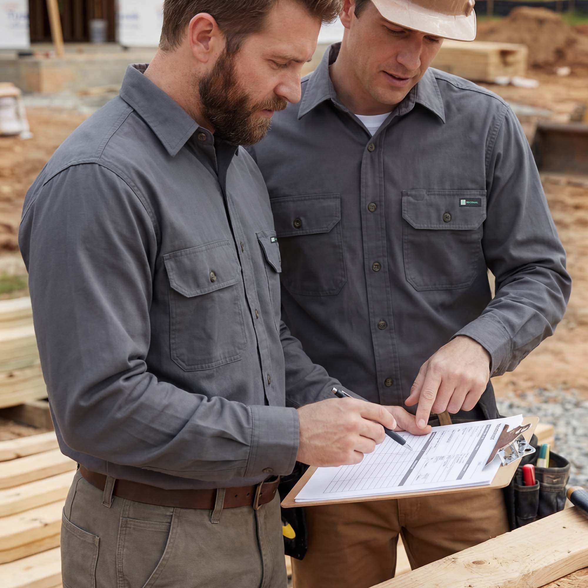 Men's Lightweight 100% Cotton Chambray Button Down Work Shirts -SH041J