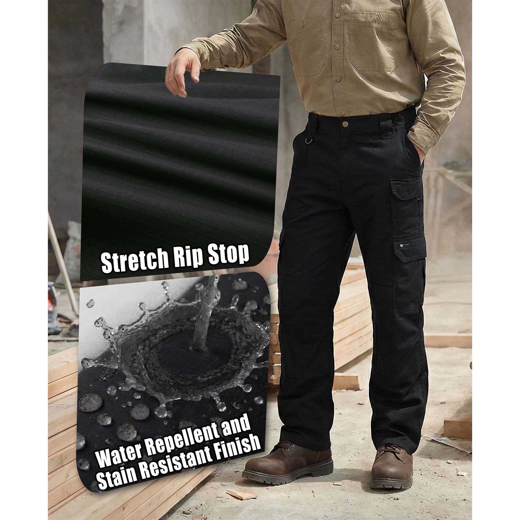 6OZ 10-Pocket Relaxed Fit Stretch Ripstop Cargo Pants（NON-FR）-PN061F
