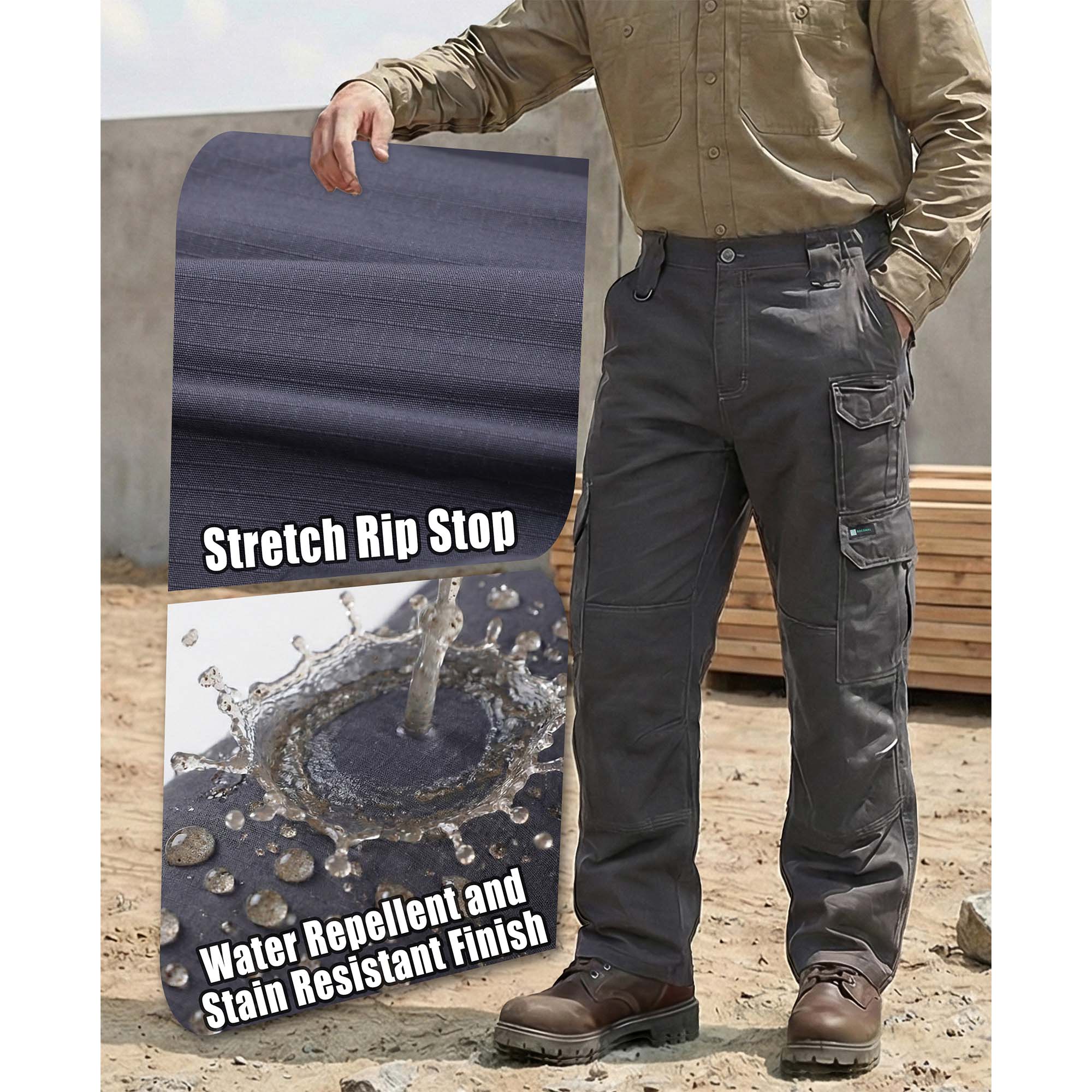 6OZ 10-Pocket Relaxed Fit Stretch Ripstop Cargo Pants（NON-FR）-PN061F