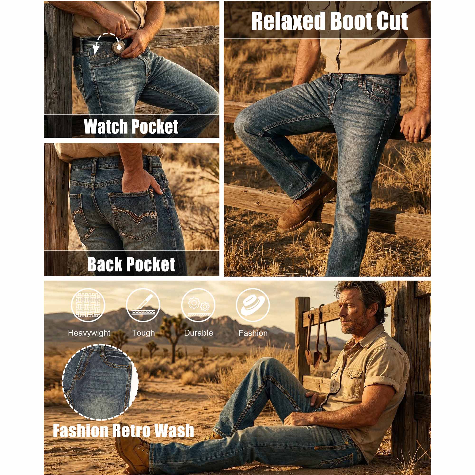 13.5OZ Heavywight Dura-Rugged Slub Denim Jeans(NON-FR)- PN071S