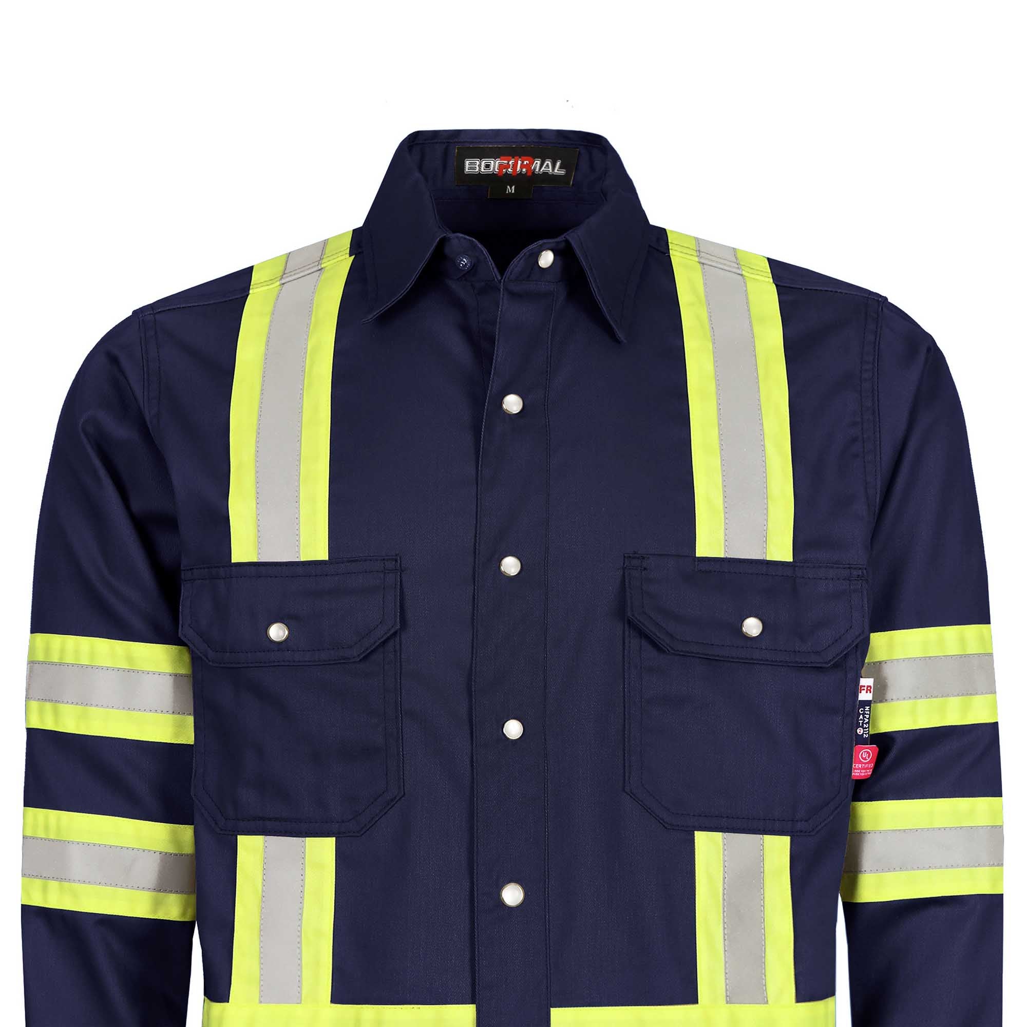 6.5OZ FR Hi Vis Work Shirts with Pearl Snap/Type O Class 1-0902HV
