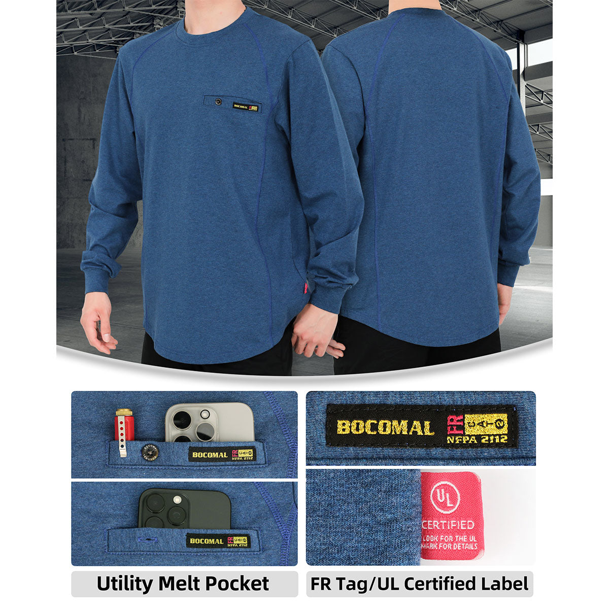 6OZ FR Mid-weight Melt Pocket Crew Neck T-shirts-4422