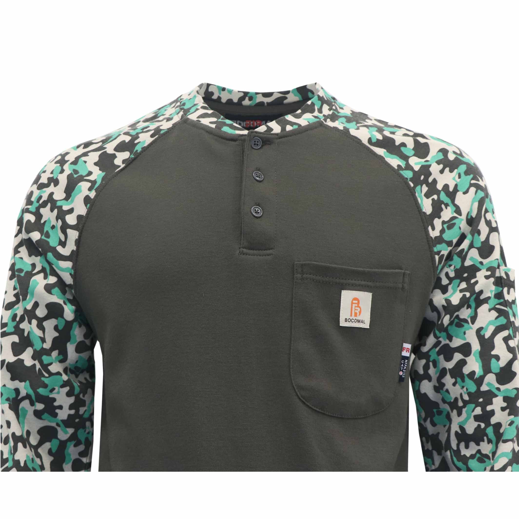 7OZ Button Pullover T-Shirt/Camouflage-5703