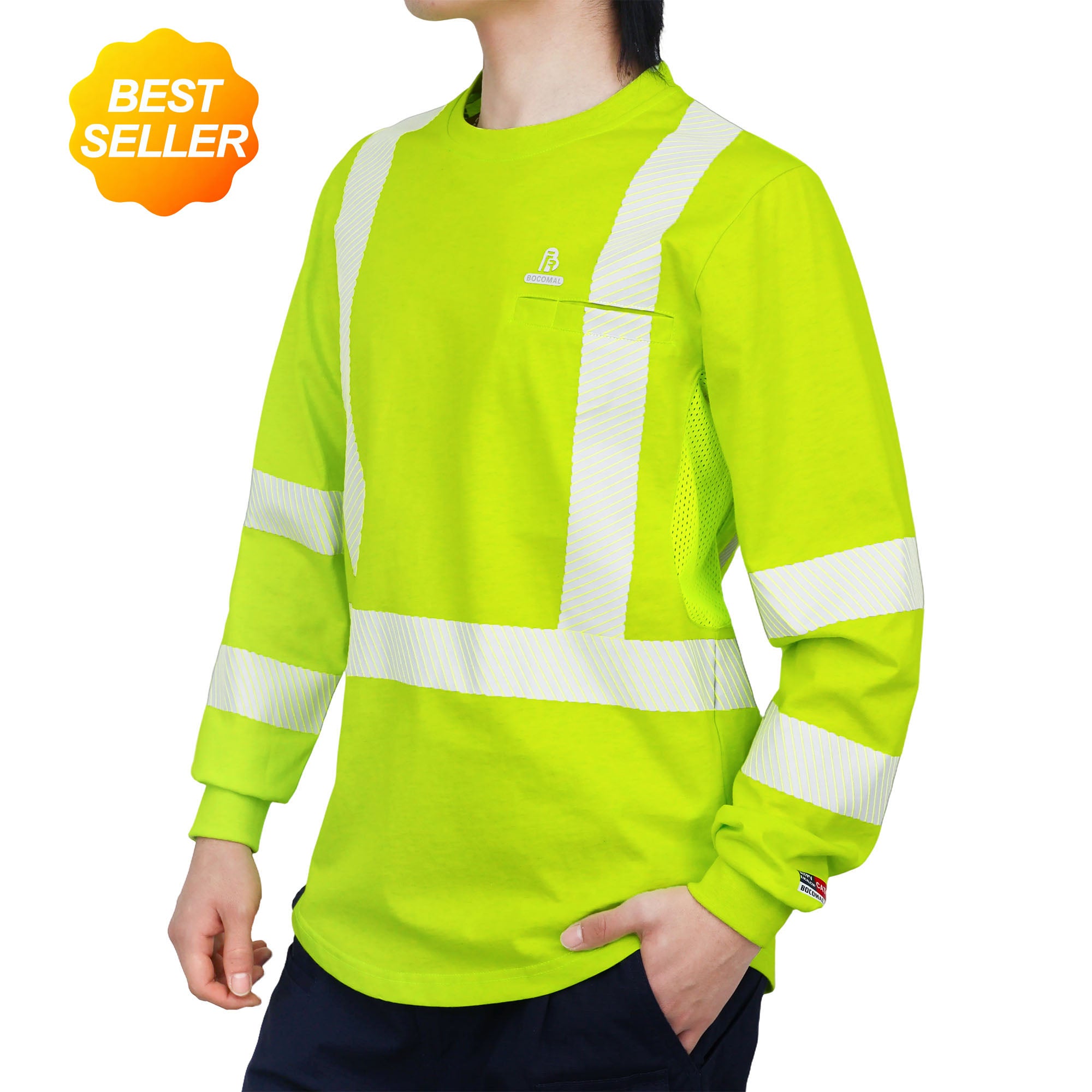 5.5OZ Lightweight Hi Vis Summer Vented Mesh FR T-Shirt-6008HV