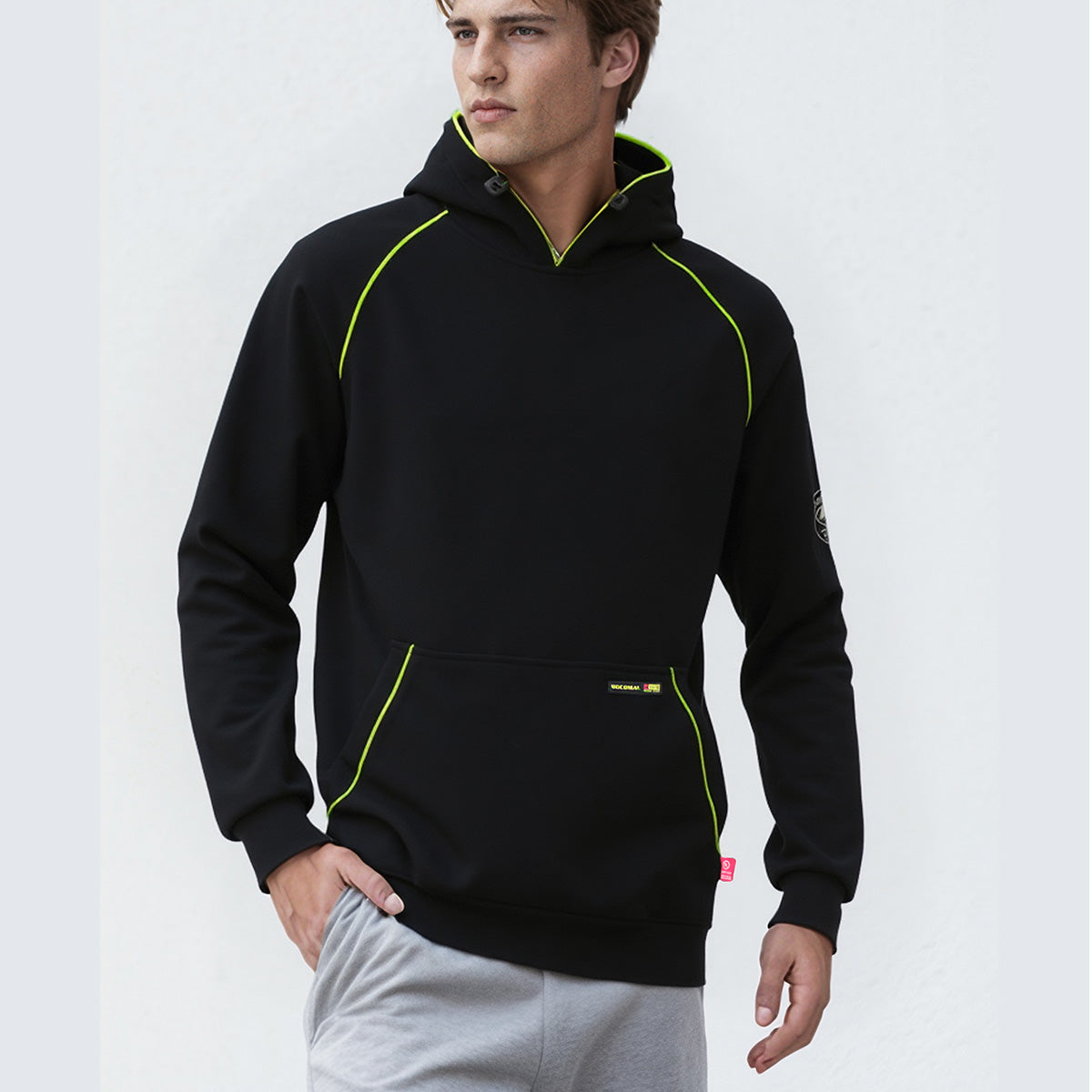 12oz Heavyweight Cotton Fleece FR Hi-Vis Hooded Sweatshirts-4931B