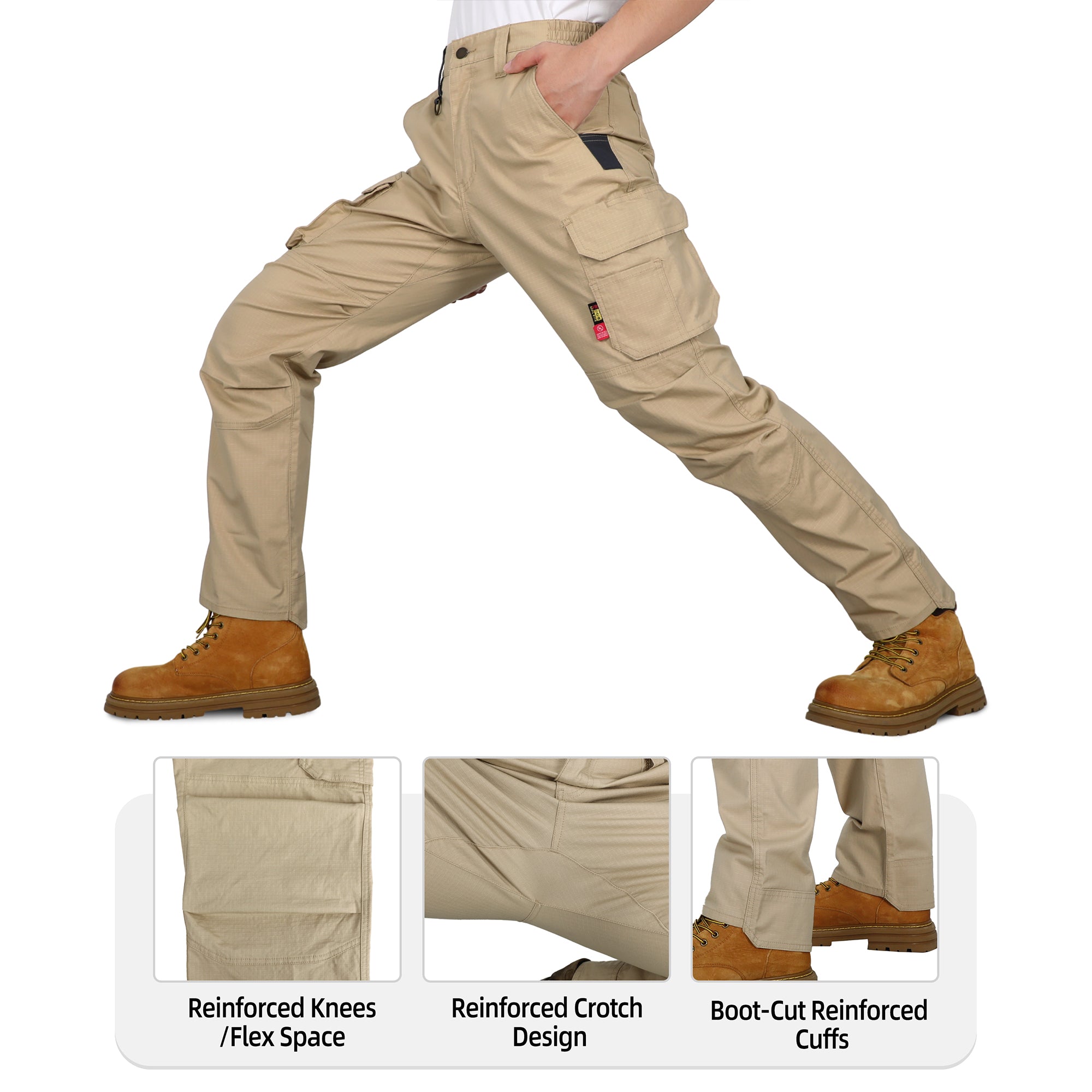 6oz Lightweight Rip stop Relaxed Fit FR Stretch Cargo Reinforced Work Carpenter Pants-8528