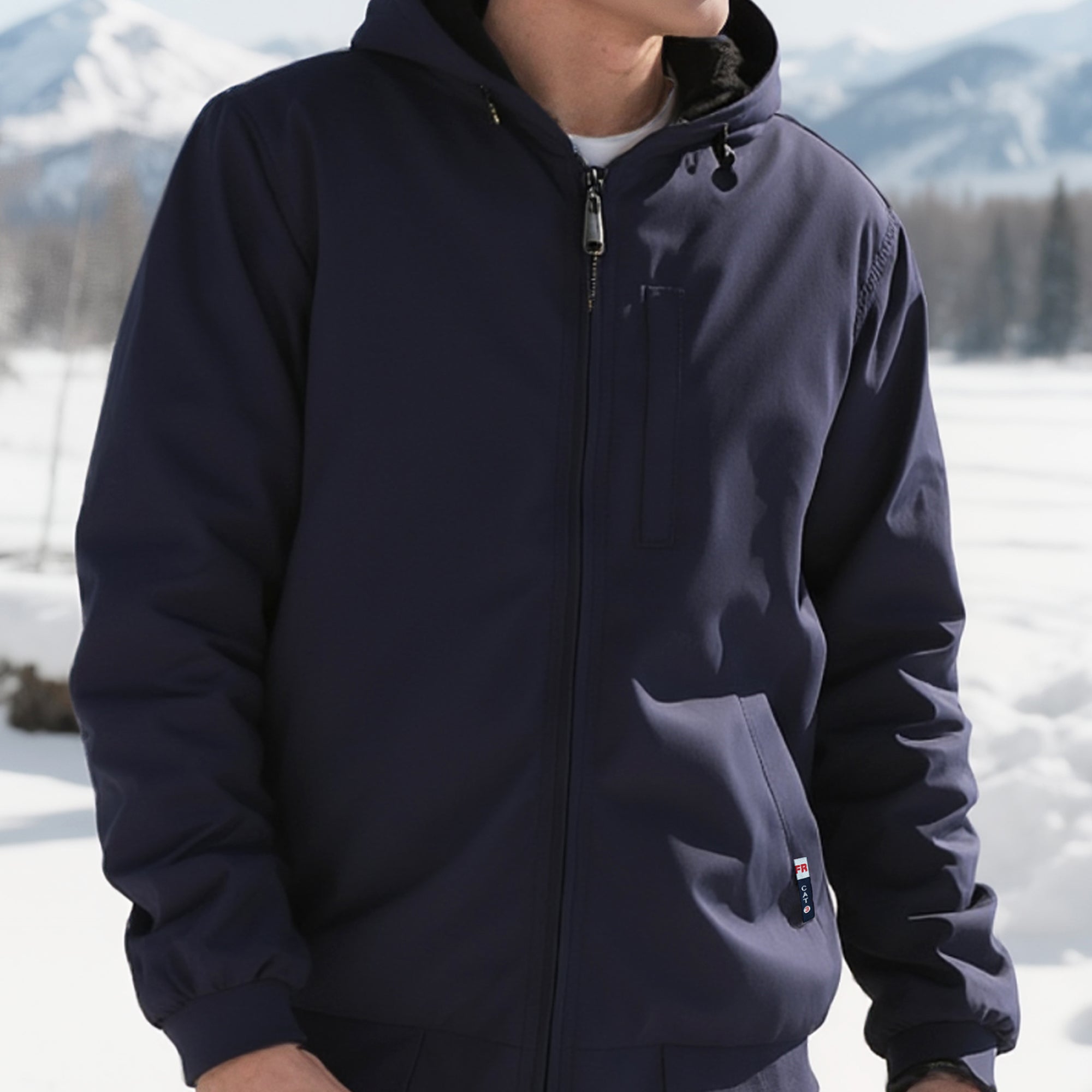 Heavyweight Canvas and Modacrylic Fleece Lined Hooded Flame Resistant Winter Work Coat NFPA 2112 CAT3-1432H