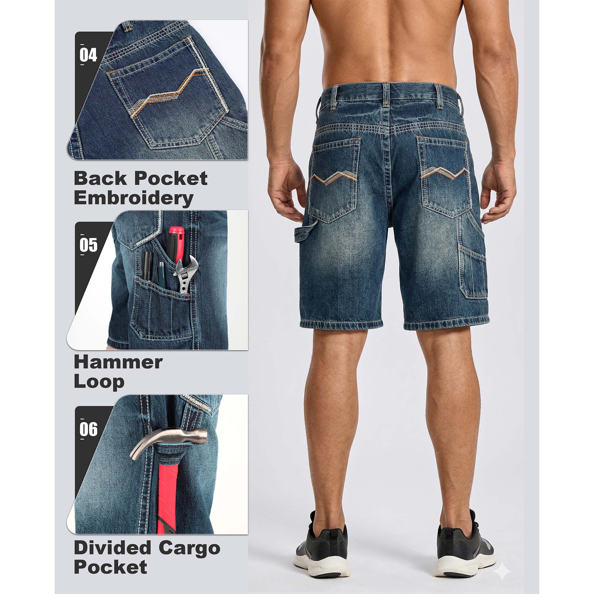 12.5OZ Heavy Duty 100% C Relaxed Denim Shorts (NON-FR)-PN102A
