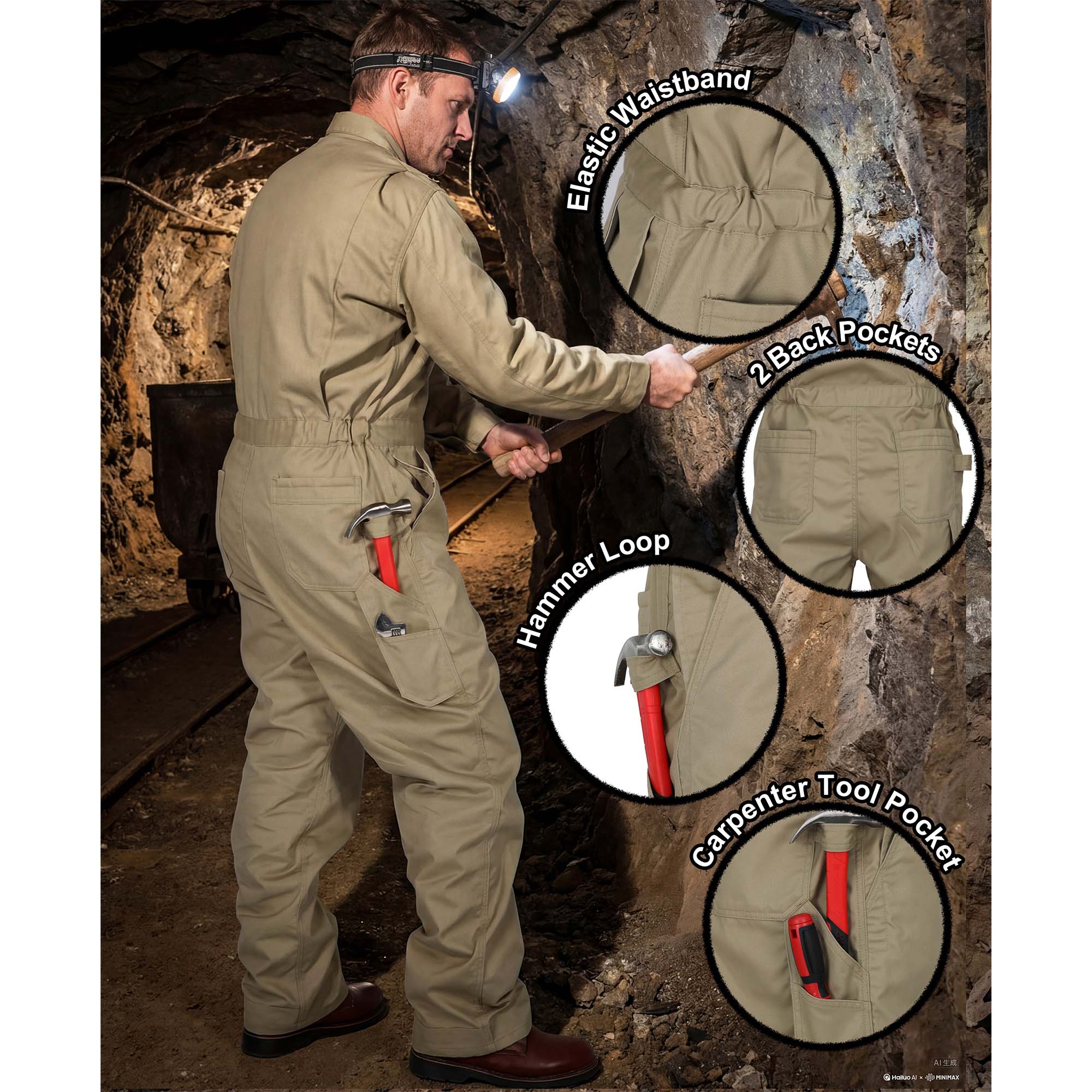 7.5oz Cotton Twill Flame Resistant Fire Retardant Work Coverall - 2401