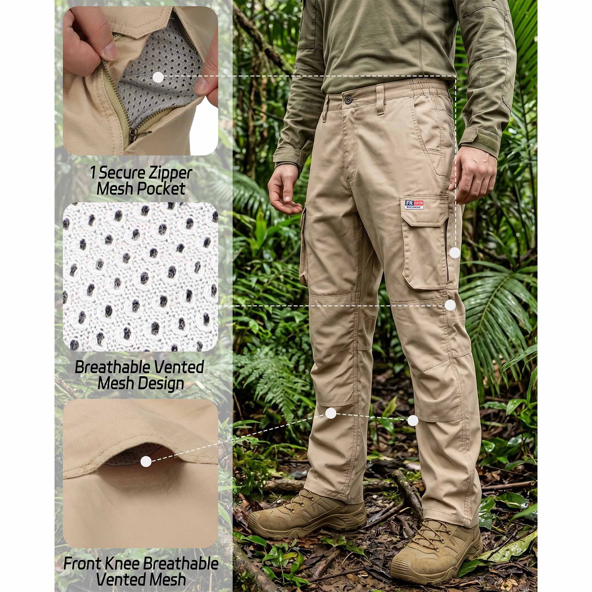 6.5OZ Breathable Airflow Vented Design FR Cargo Pants for Summer-B339