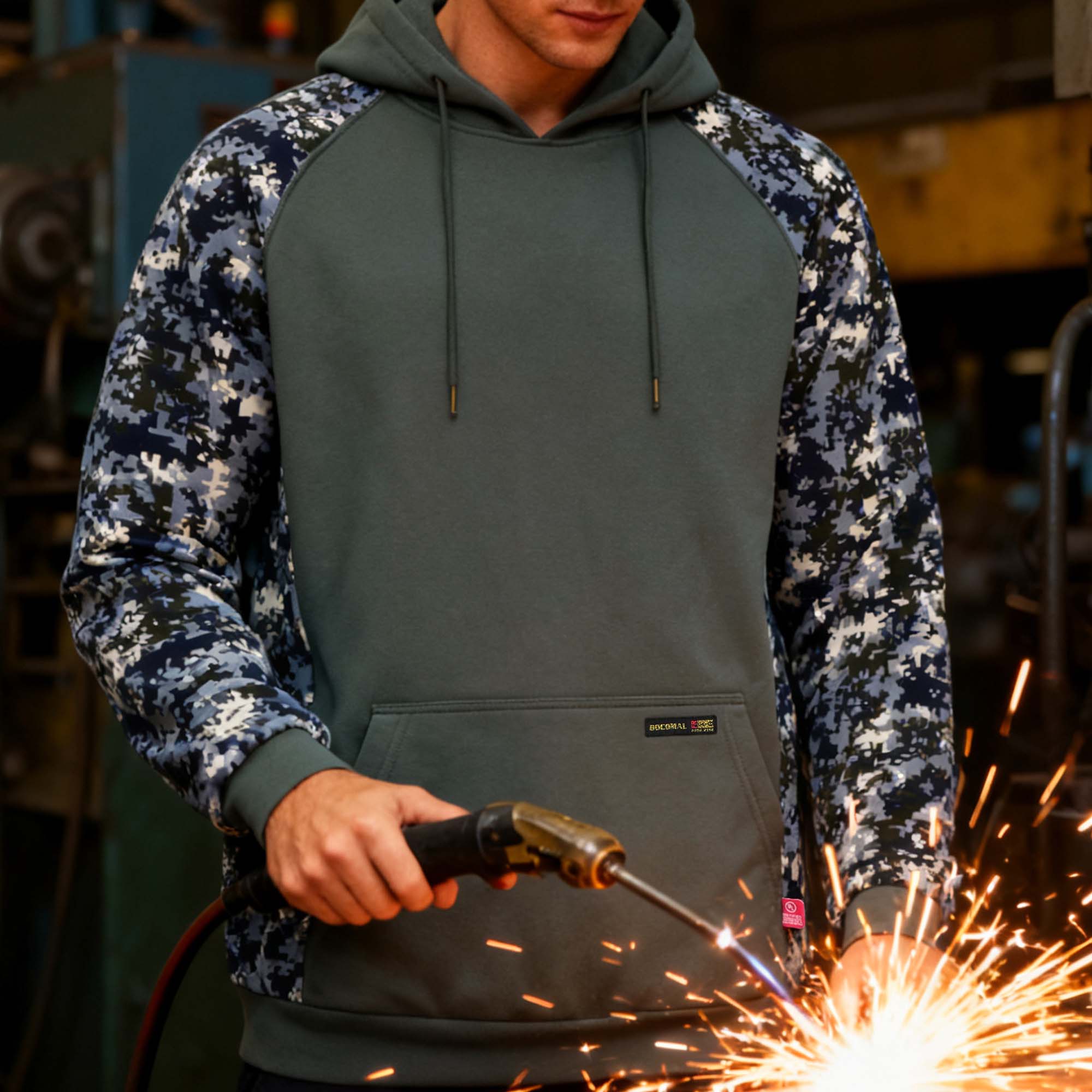 12oz Heavyweight Cotton Fleece Pullover Camouflag FR Hooded Sweatshirts-9431C