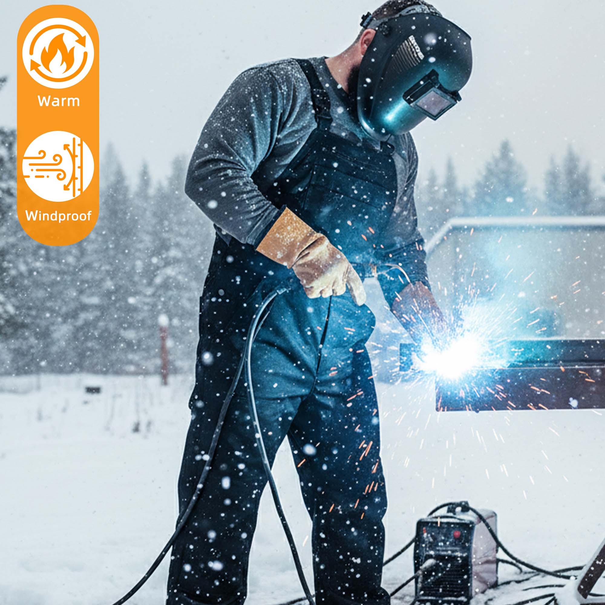 Insulated FR Bib Overalls with Thigh Zippers and Knee Pads for winter -8704