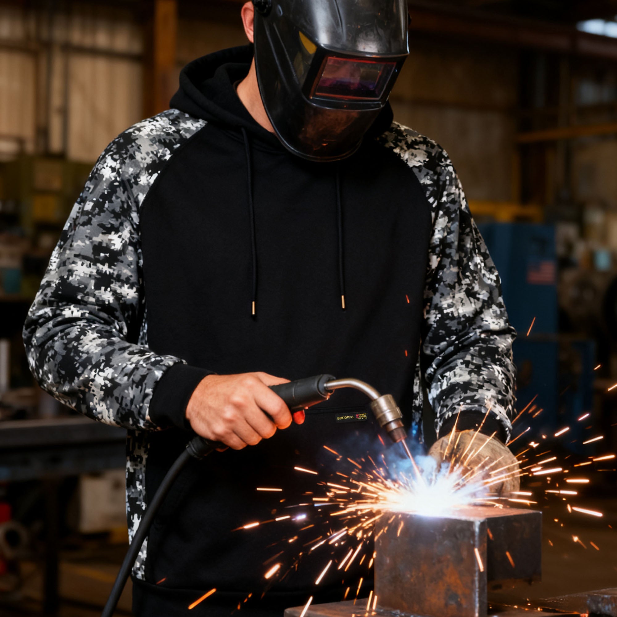 12oz Heavyweight Cotton Fleece Pullover Camouflag FR Hooded Sweatshirts-9431C