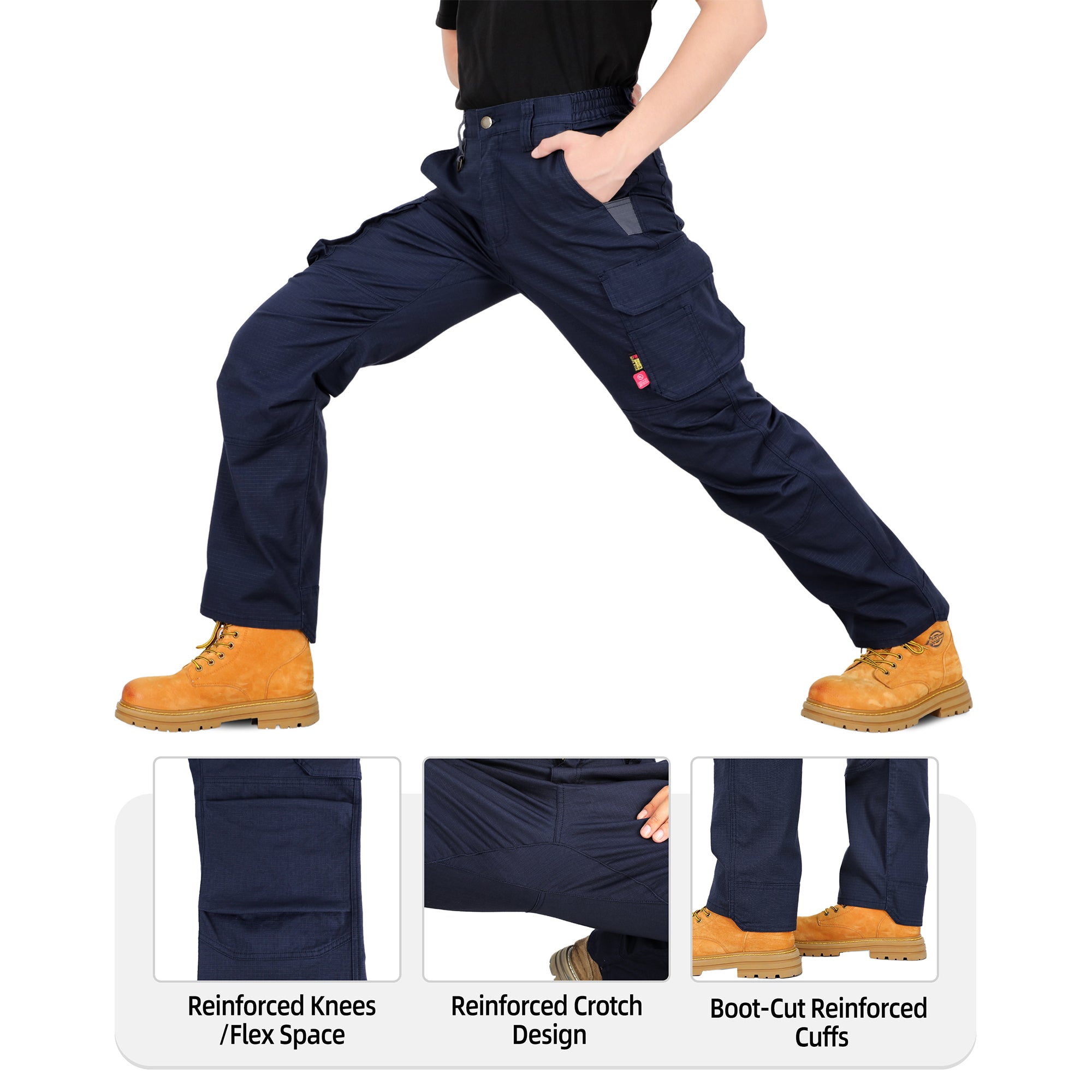 6oz Lightweight Rip stop Relaxed Fit FR Stretch Cargo Reinforced Work Carpenter Pants-8528