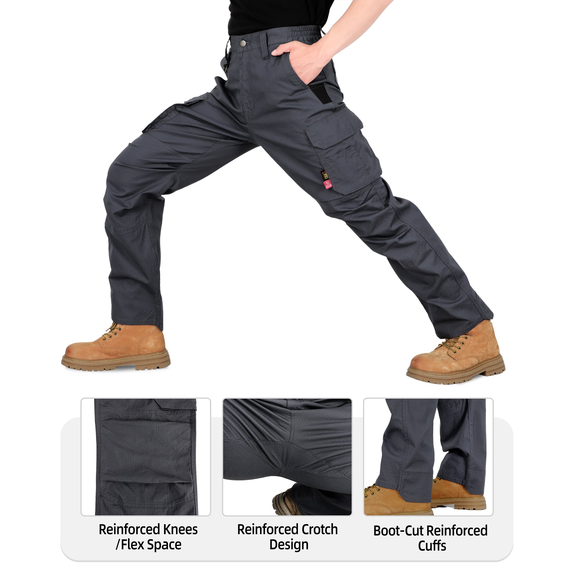 6oz Lightweight Rip stop Relaxed Fit FR Stretch Cargo Reinforced Work Carpenter Pants-8528