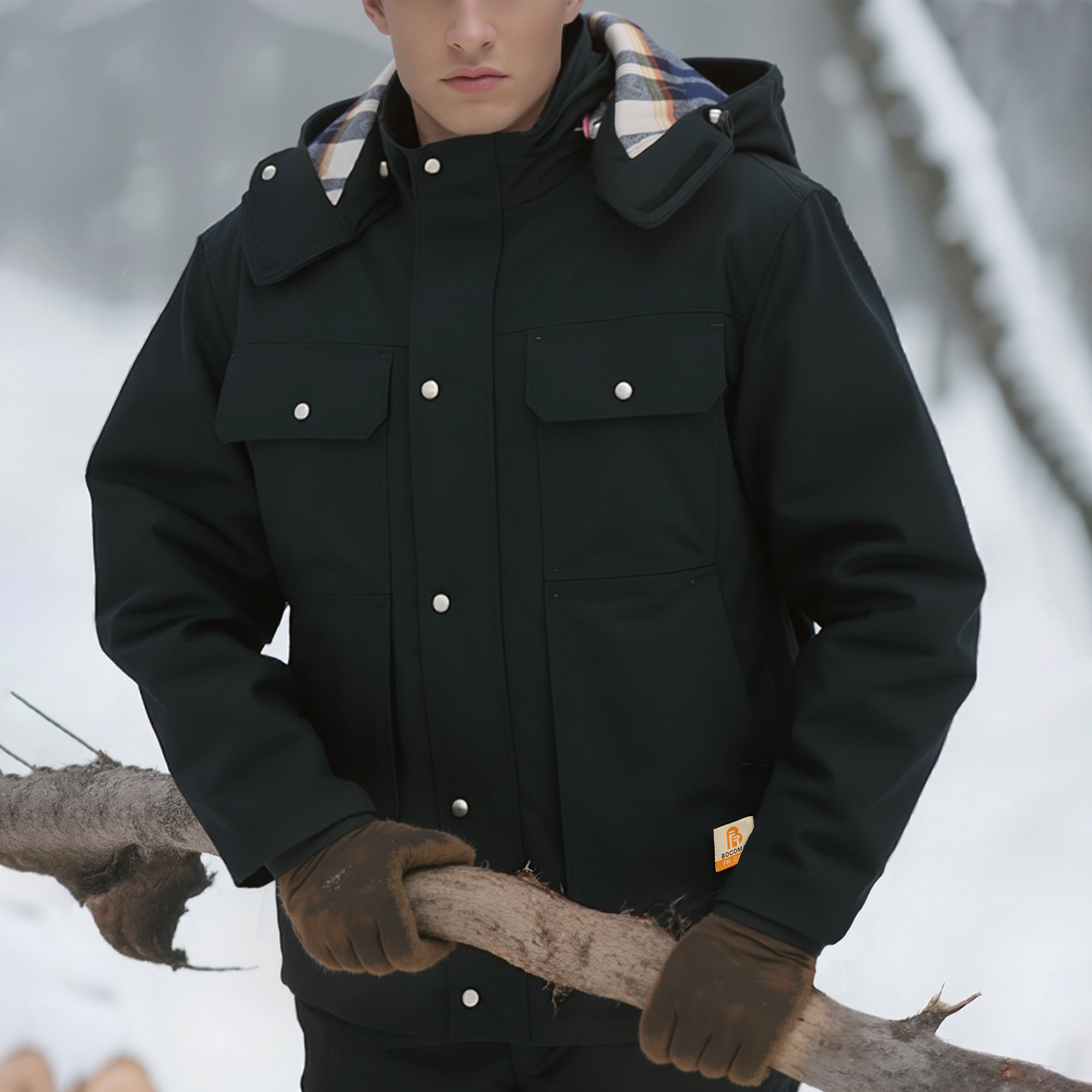 FR Jacket Insulated Heavyweight Canvas Flannel Lined,Detachable Hood-8804