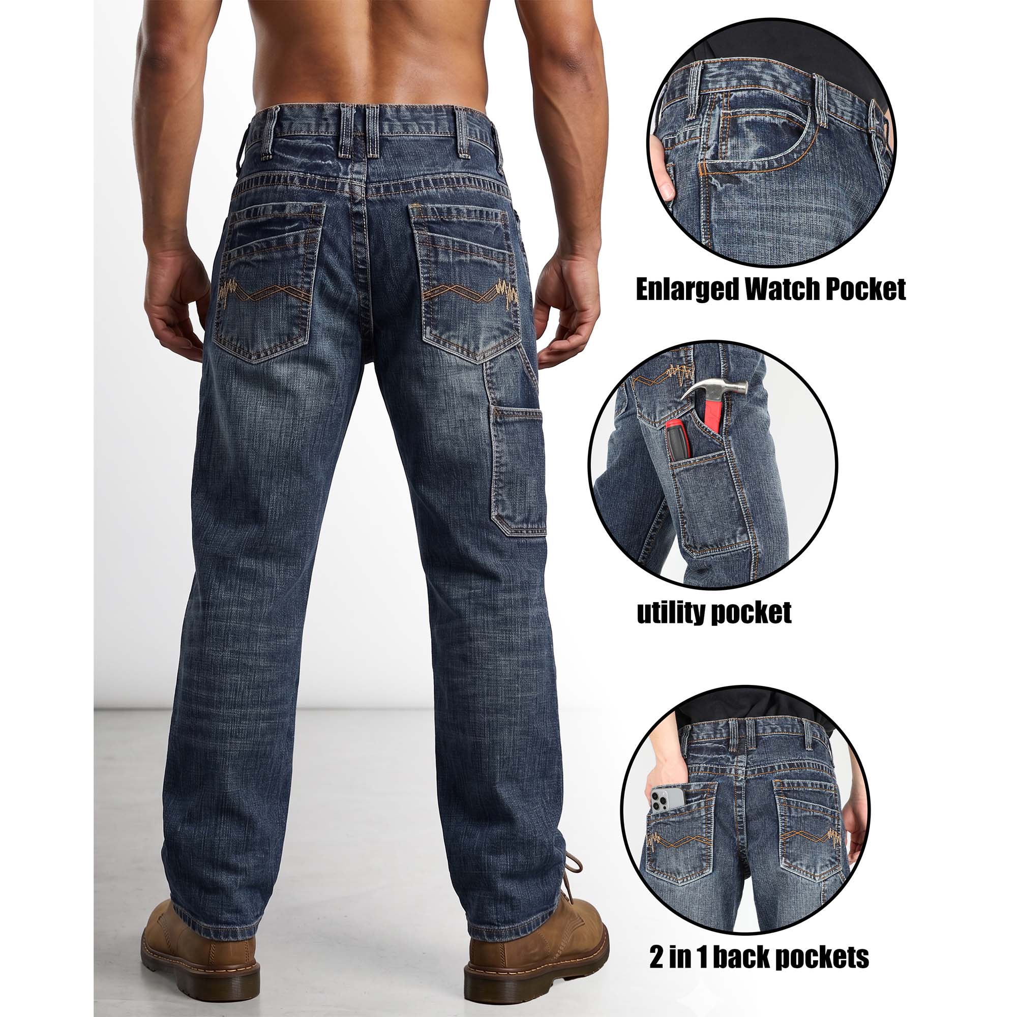 13.5OZ Heavywight Dura-Rugged Slub Denim Jeans(NON-FR)
