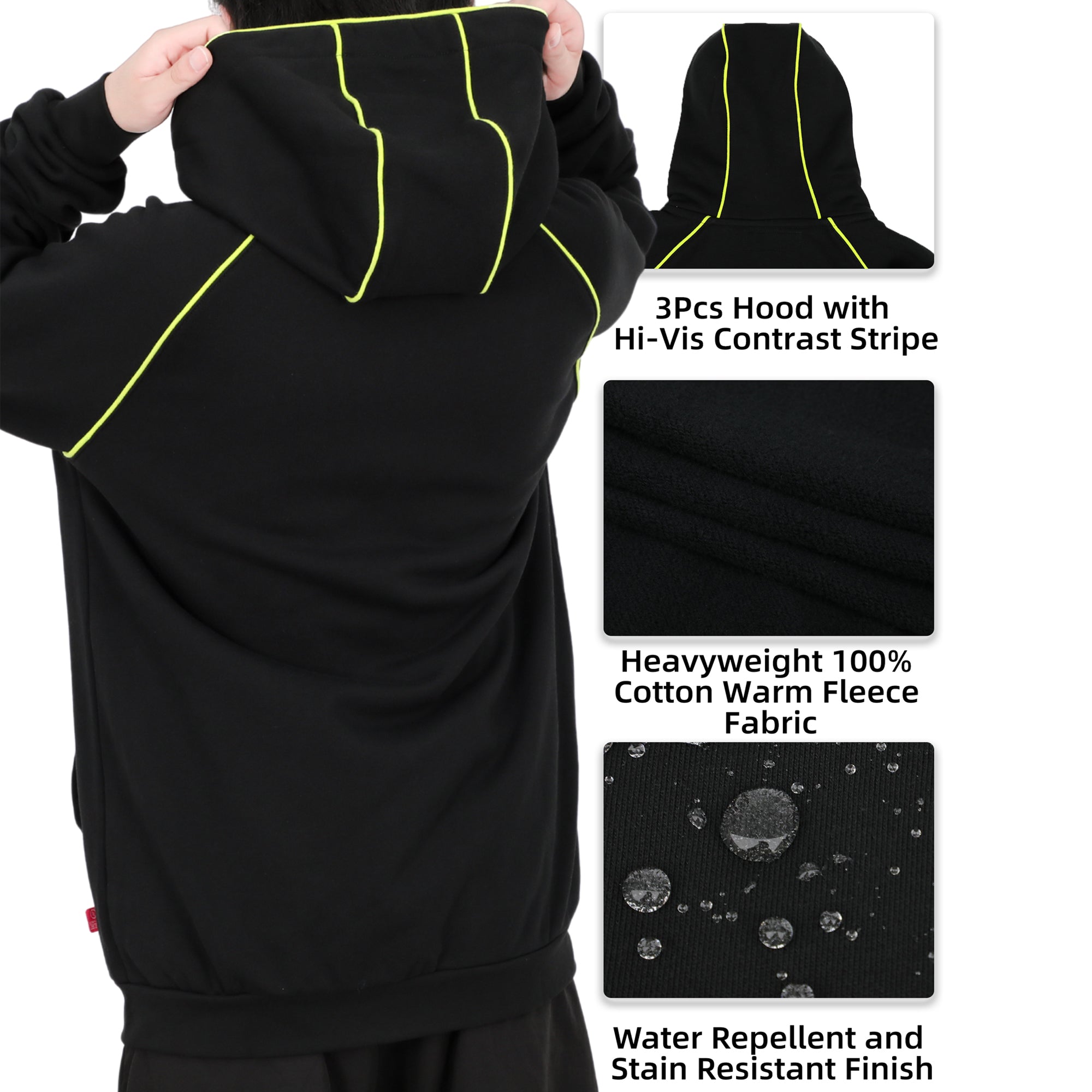 12OZ Heavyweight Cotton Fleece Zipper Front FR Hooded Sweatshirts-1531B