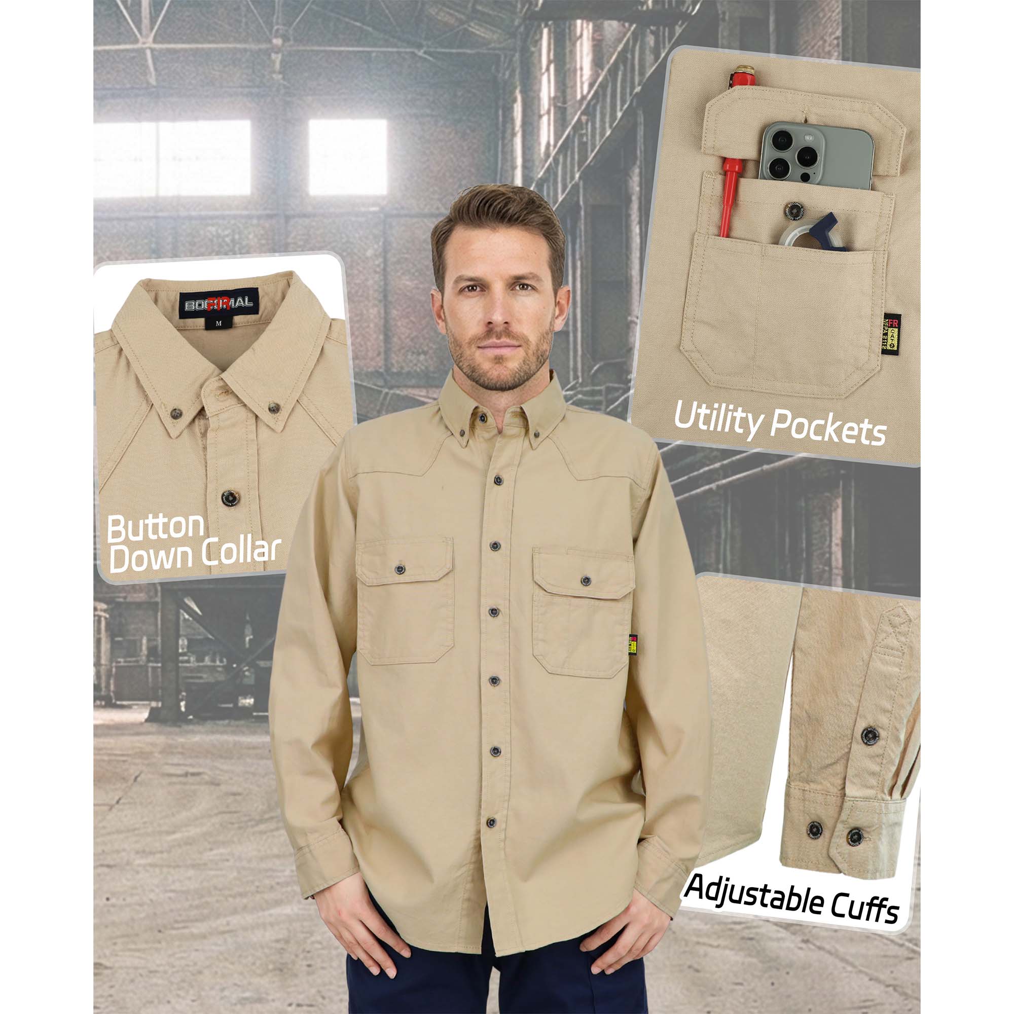 6.5OZ Dura-Light Soft Heather Duck FR Work Shirt -B639