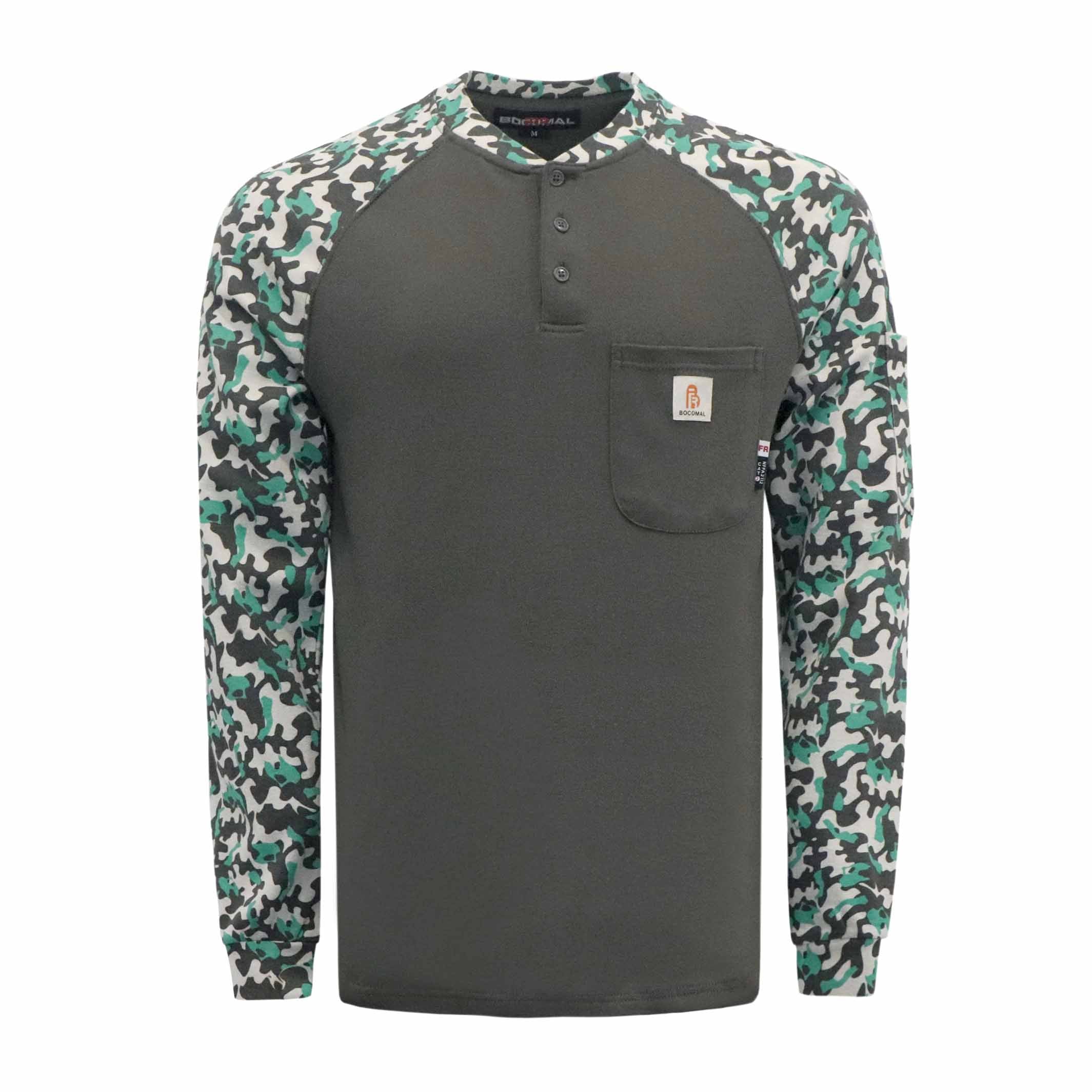 7OZ Button Pullover T-Shirt/Camouflage-5703