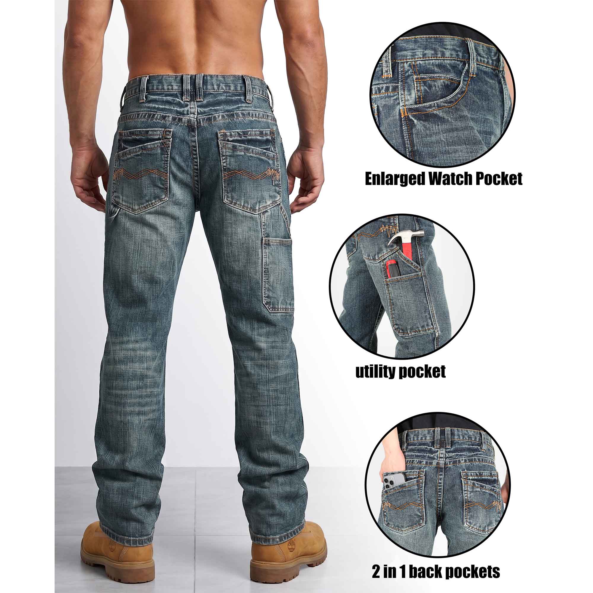 13.5OZ Heavywight Dura-Rugged Slub Denim Jeans(NON-FR)