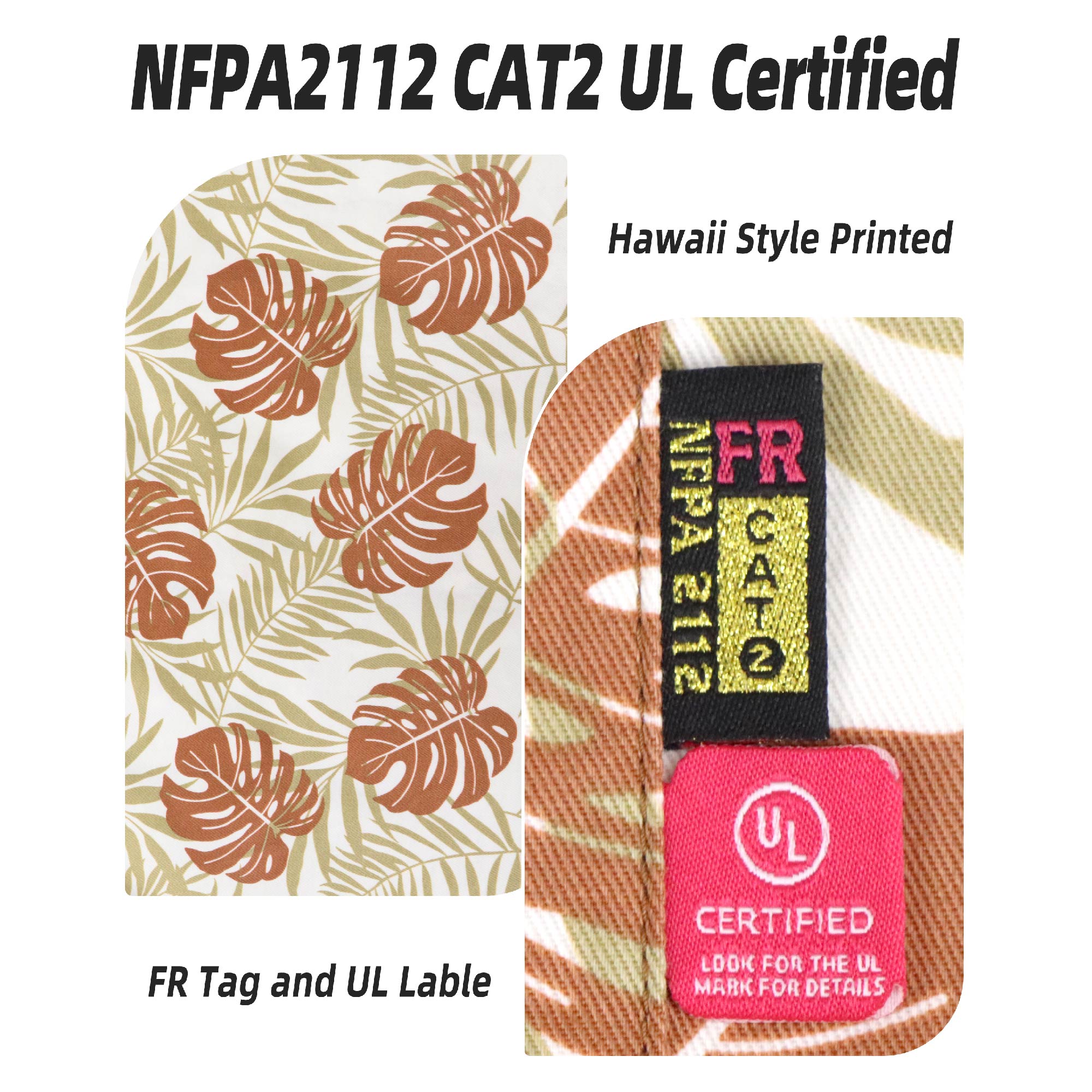 6.5OZ Printed Hawaii Lightweight Button Down Flame Resistant Shirts-0816A