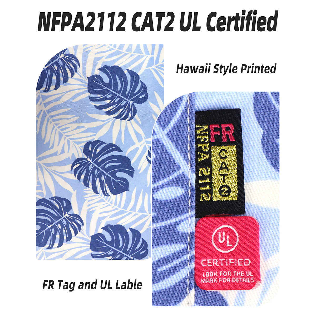 6.5OZ Printed Hawaii Lightweight Button Down Flame Resistant Shirts-0816A