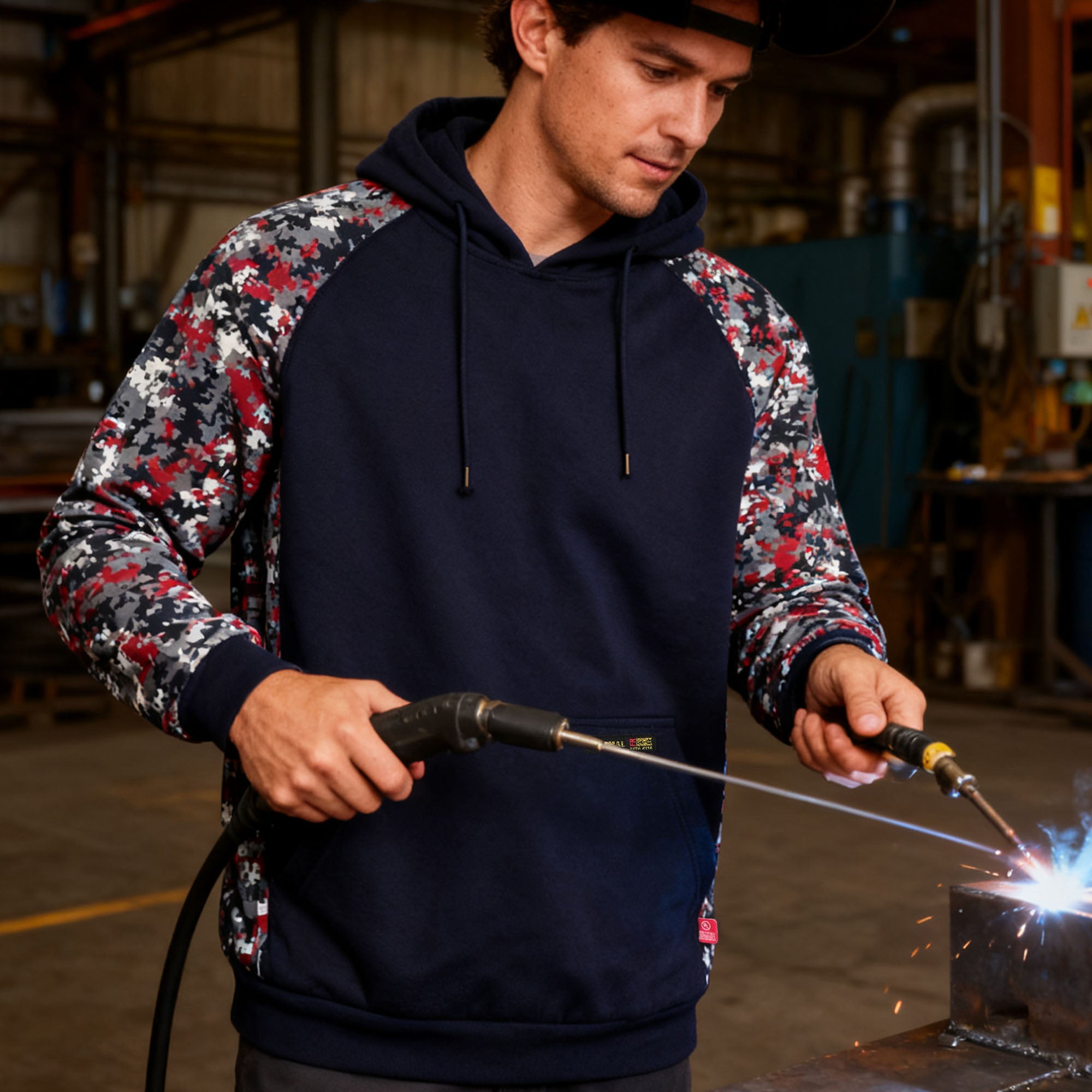 12oz Heavyweight Cotton Fleece Pullover Camouflag FR Hooded Sweatshirts-9431C