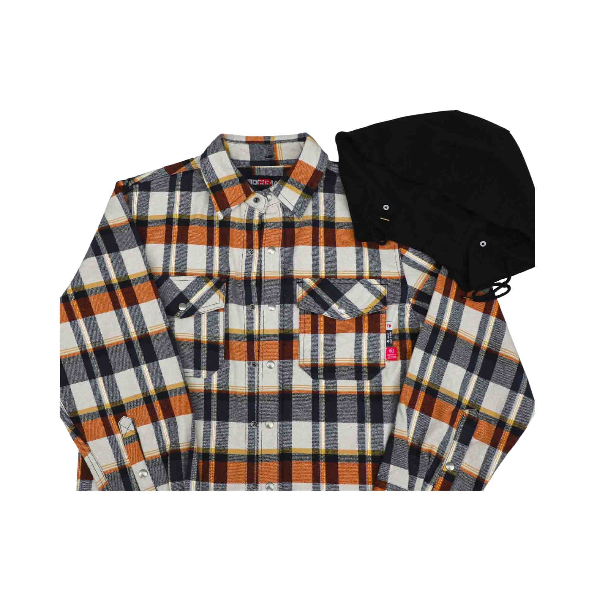 8.5OZ Plaid Flannel Shirts With Hoodie-3818H
