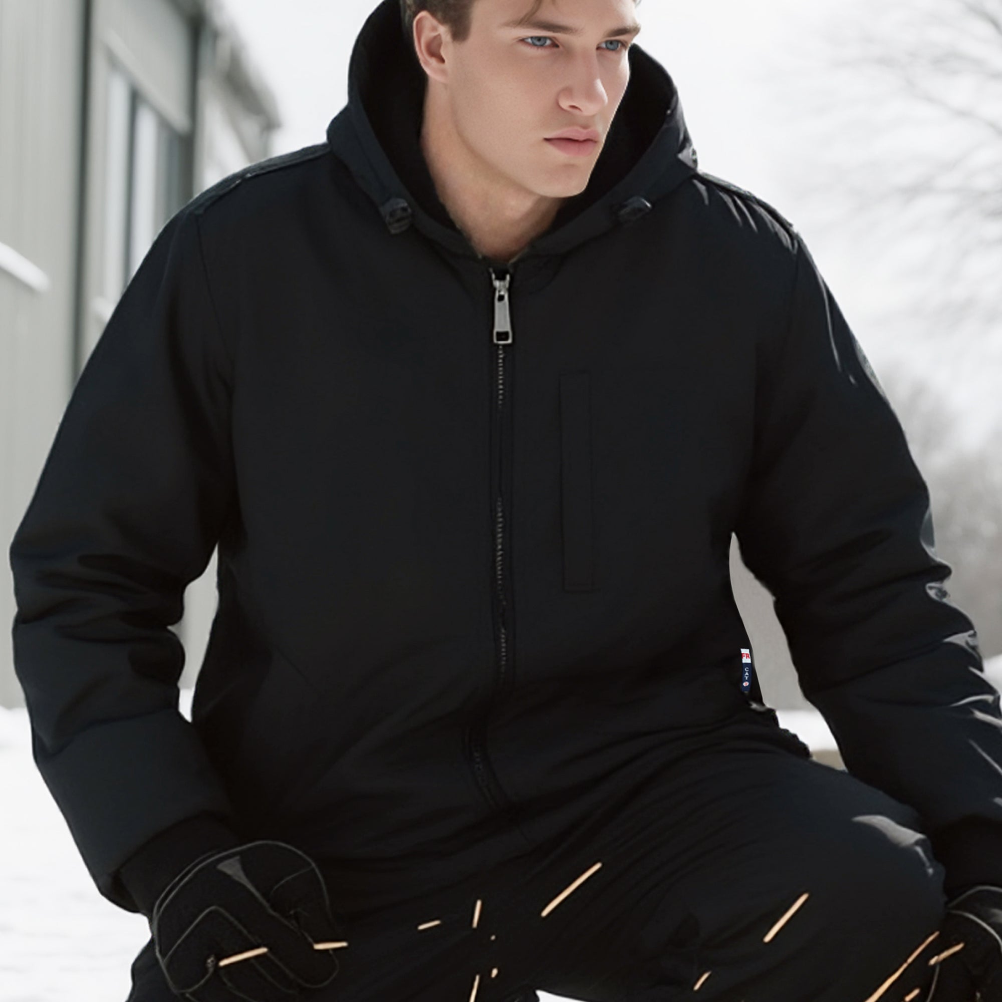 Heavyweight Canvas and Modacrylic Fleece Lined Hooded Flame Resistant Winter Work Coat NFPA 2112 CAT3-1432H