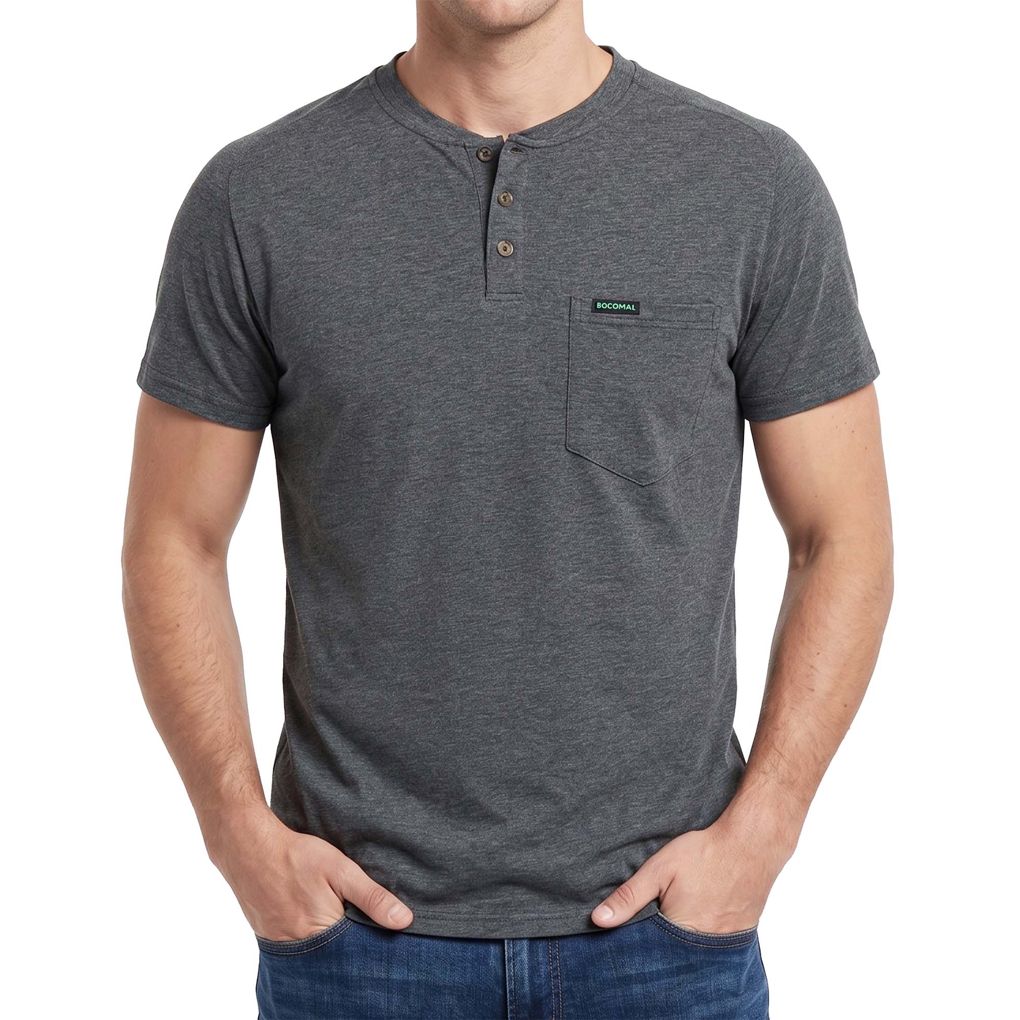 5.5OZ Lightweight Henley Short Sleeve T-Shirts(NON-FR) - TS011M