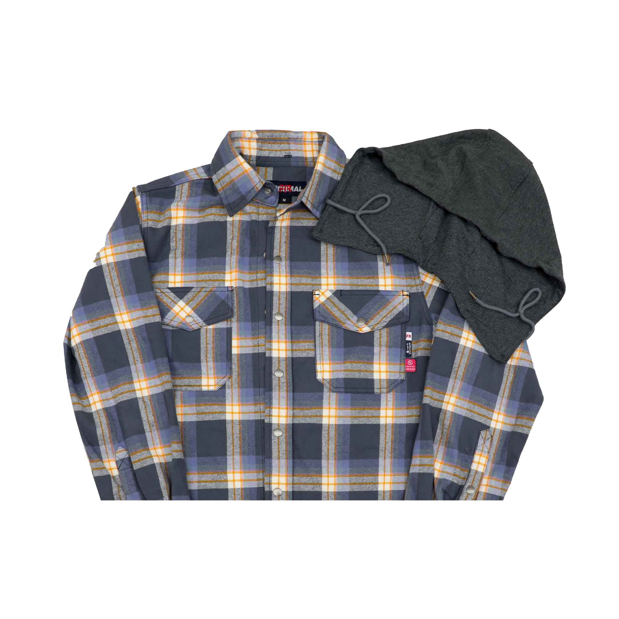 8.5OZ Plaid Flannel Shirts With Hoodie-3818H
