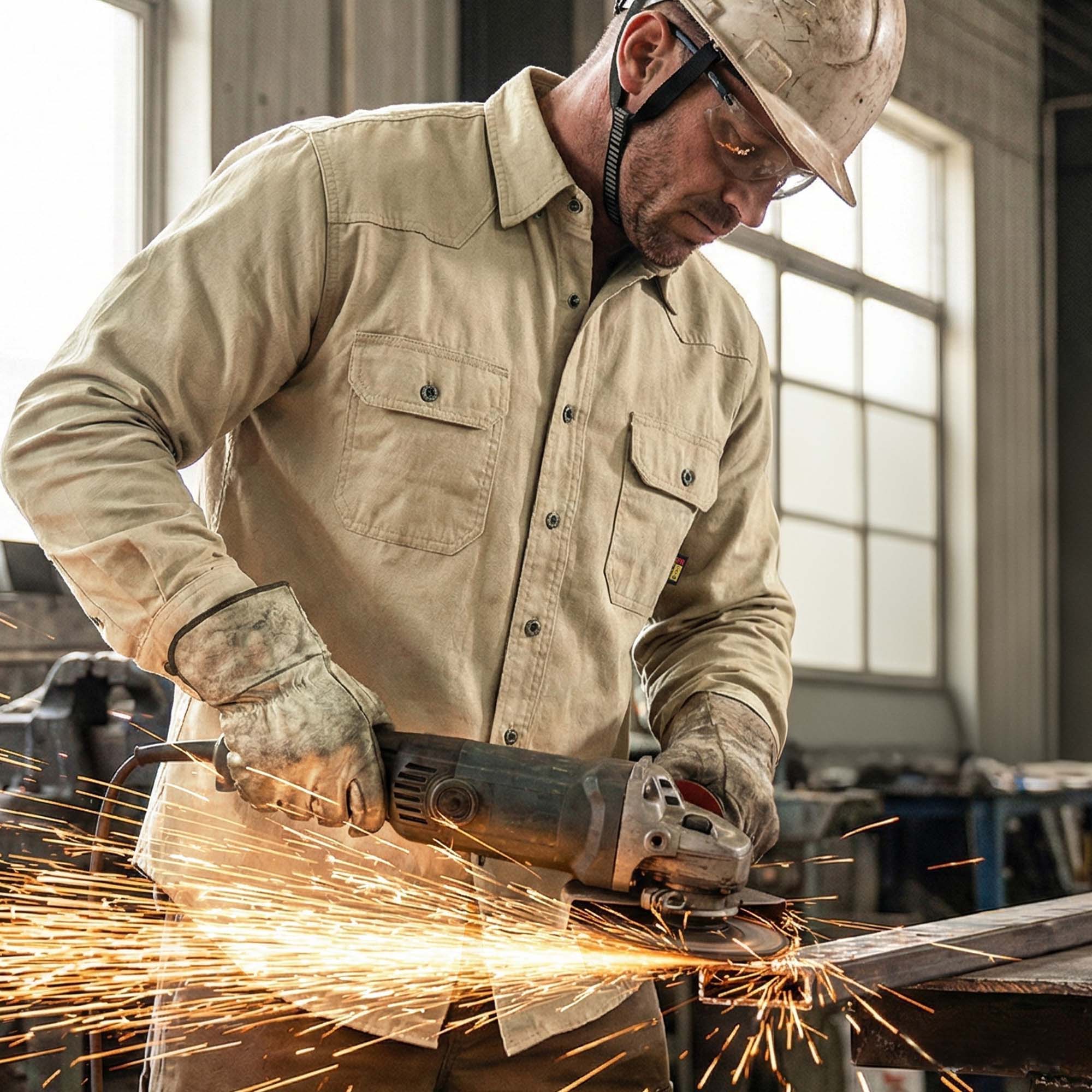 6.5oz Dura-Light Soft Heather Duck Flame Resistant Work Shirt -B639