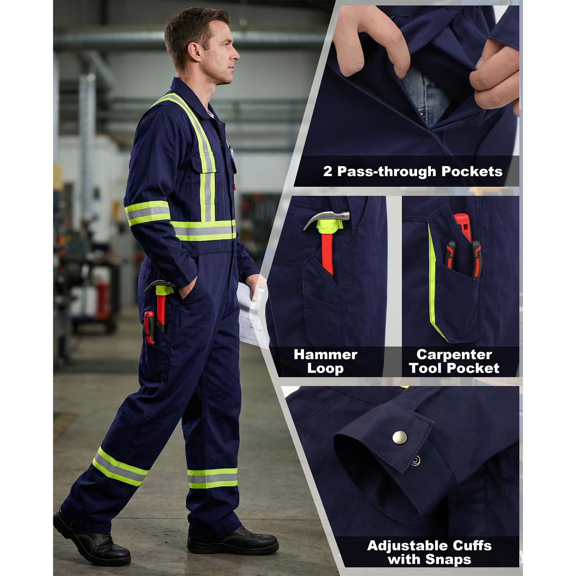 7.5OZ Cotton Twill FR Hi Vis Work Coverall - 2401HV