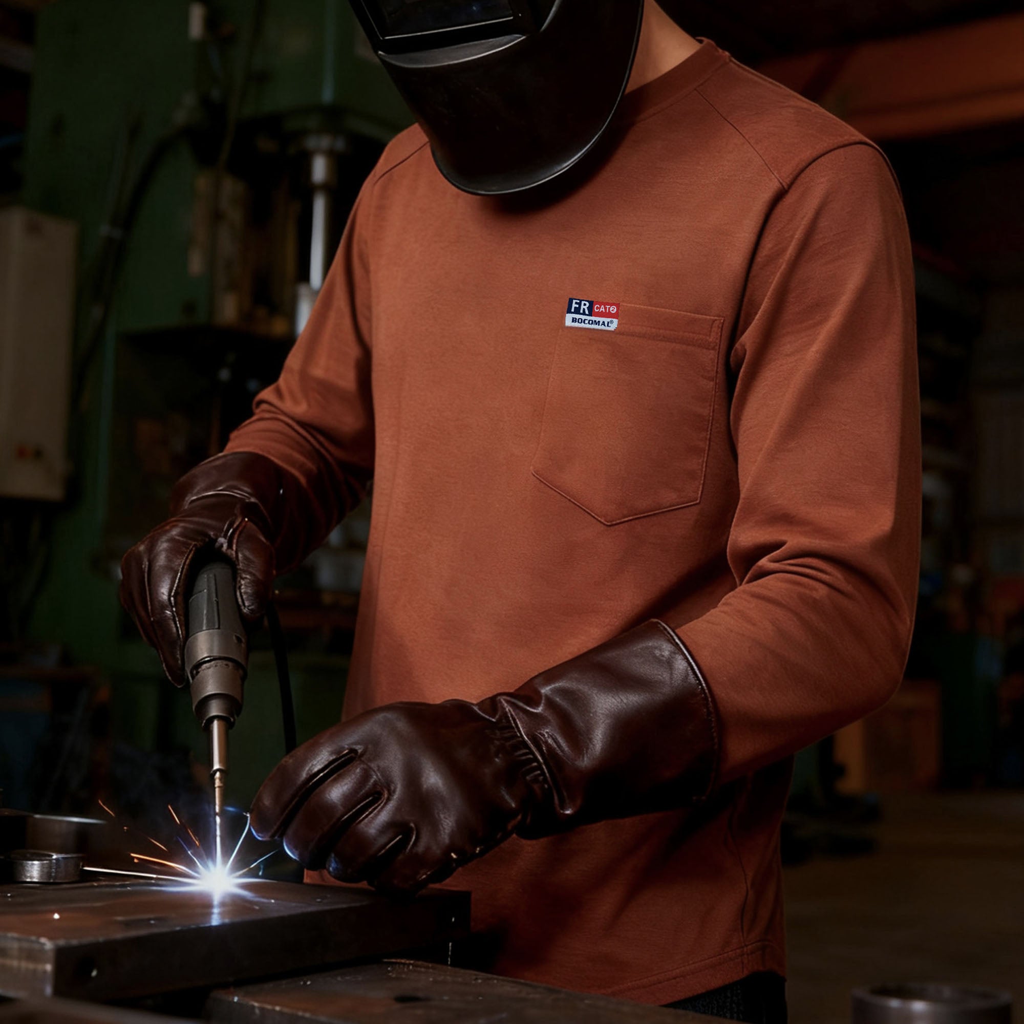 6OZ Crewneck Cotton Tencel Heather Blended Flame Resistant Work T-Shirt - A335